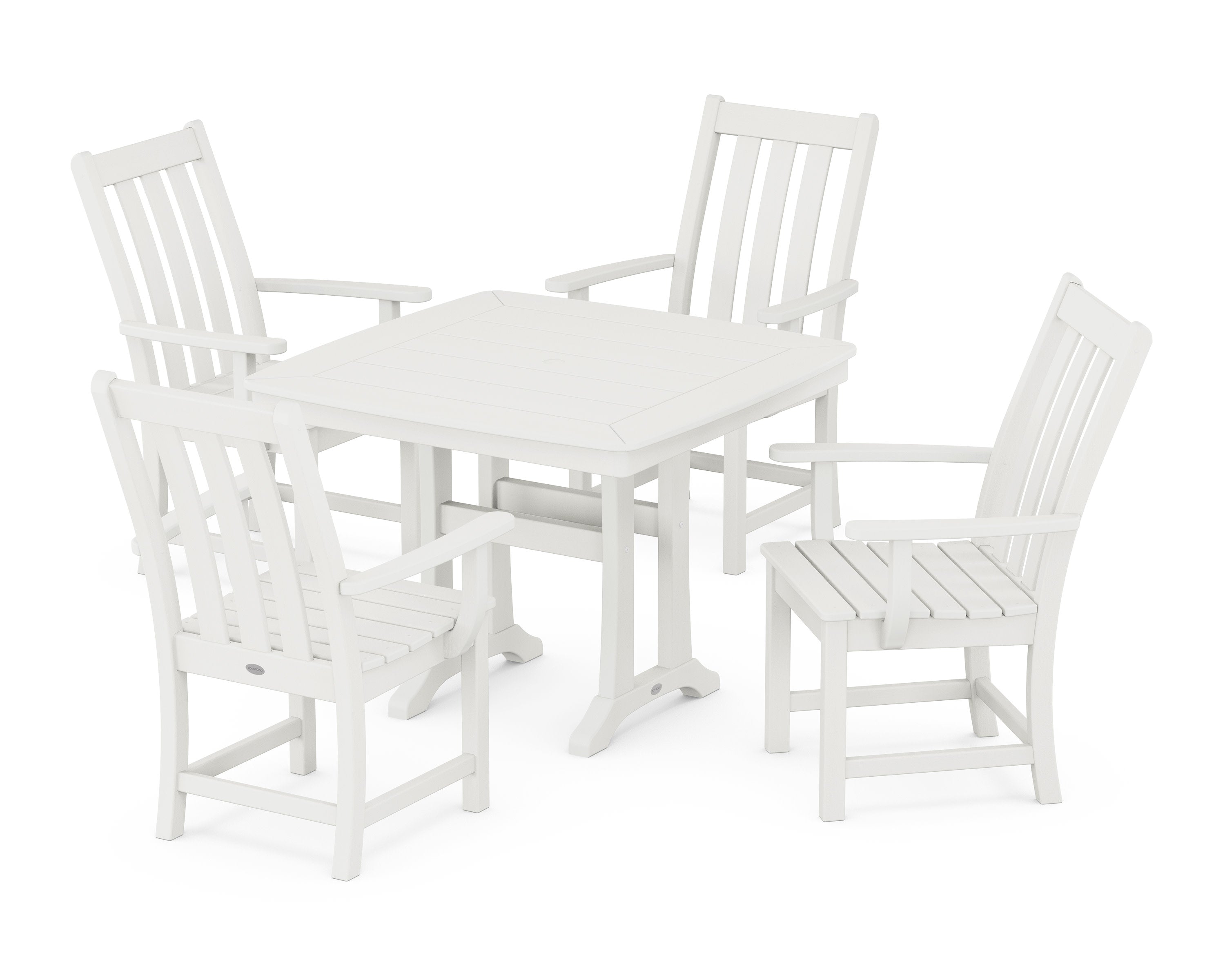 Vineyard 5-Piece Dining Set with Trestle Legs in Vintage White