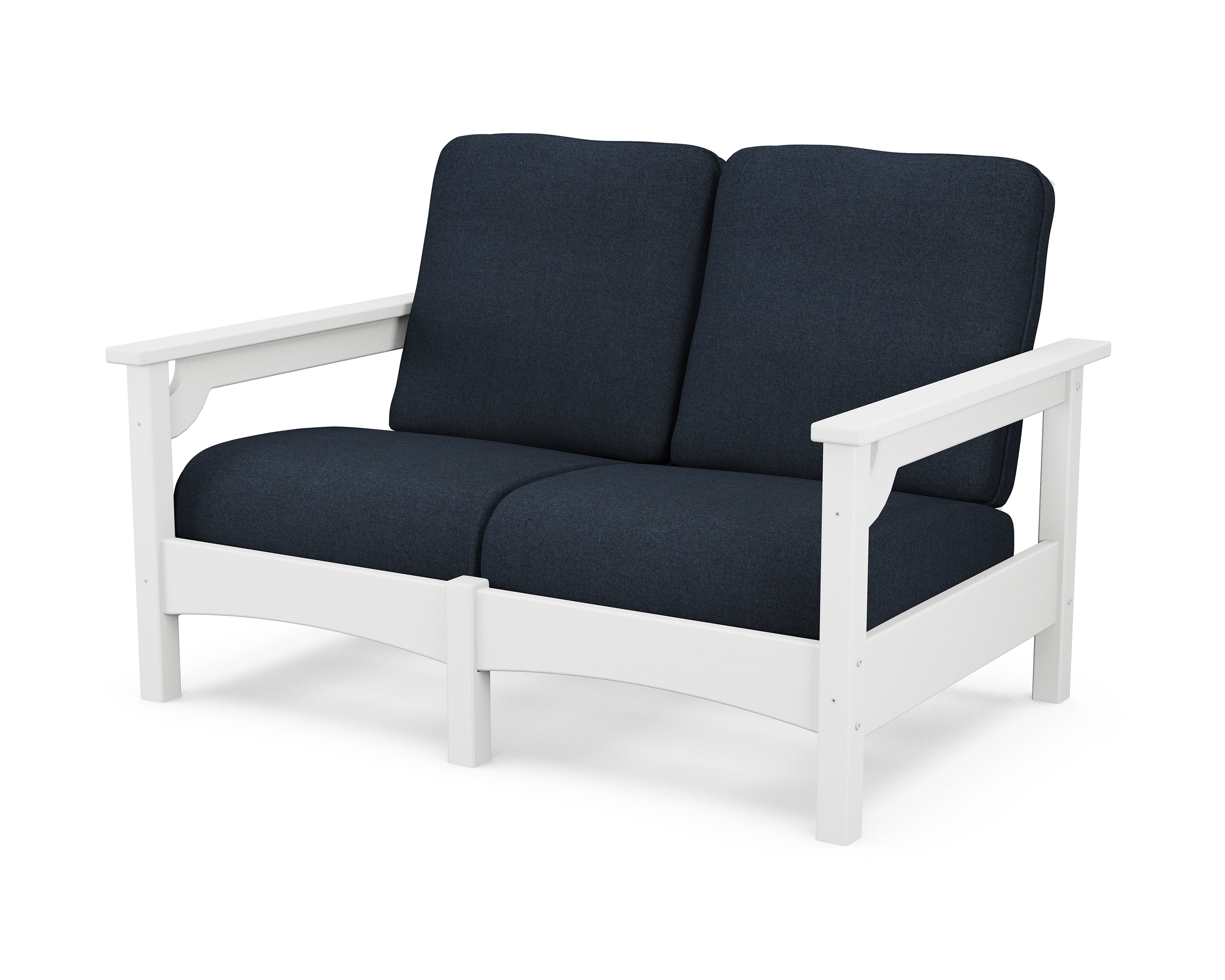 Club Loveseat in White / Marine Indigo