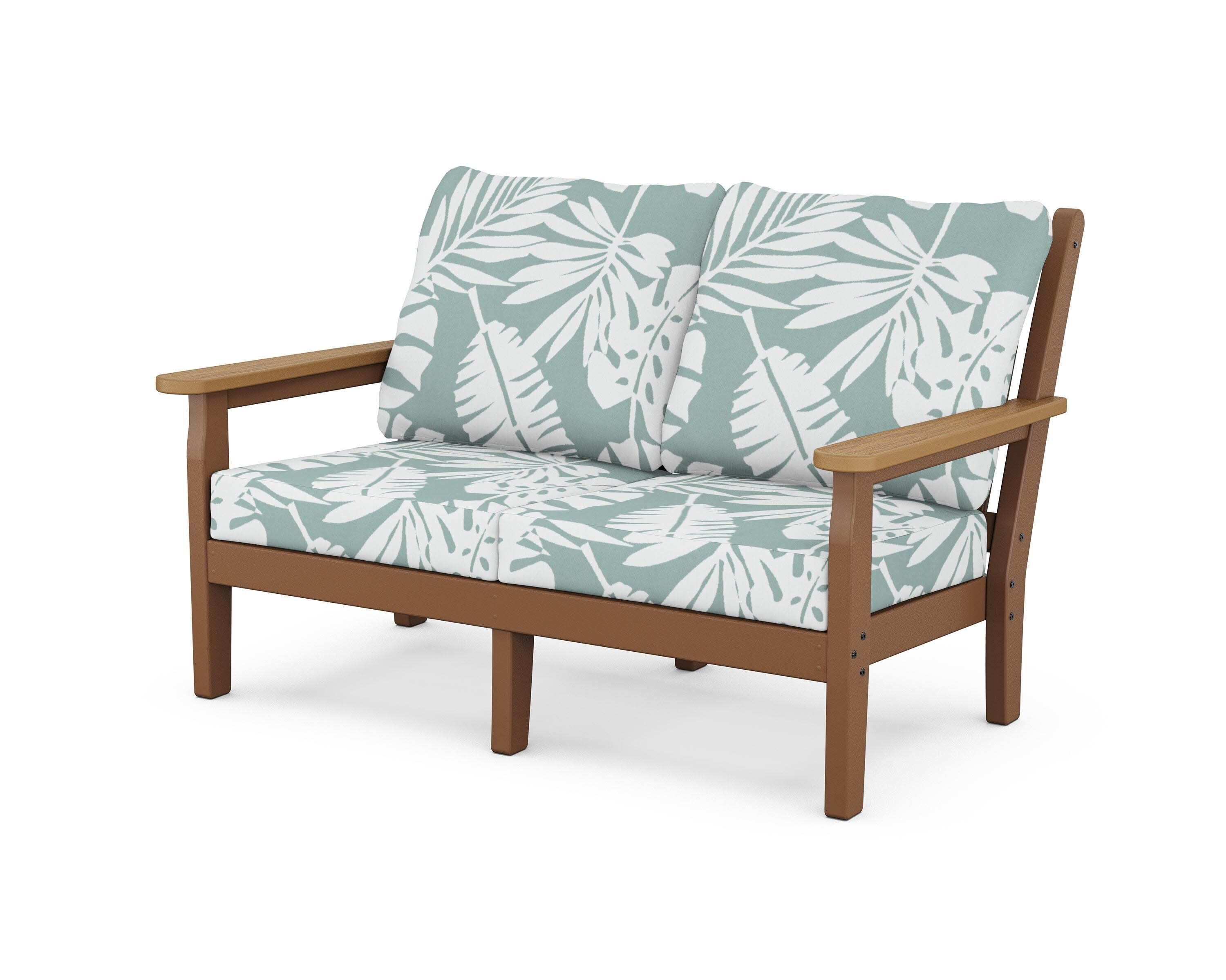 Chippendale Deep Seating Loveseat in Teak / Natural / Leaf Glacier Spa