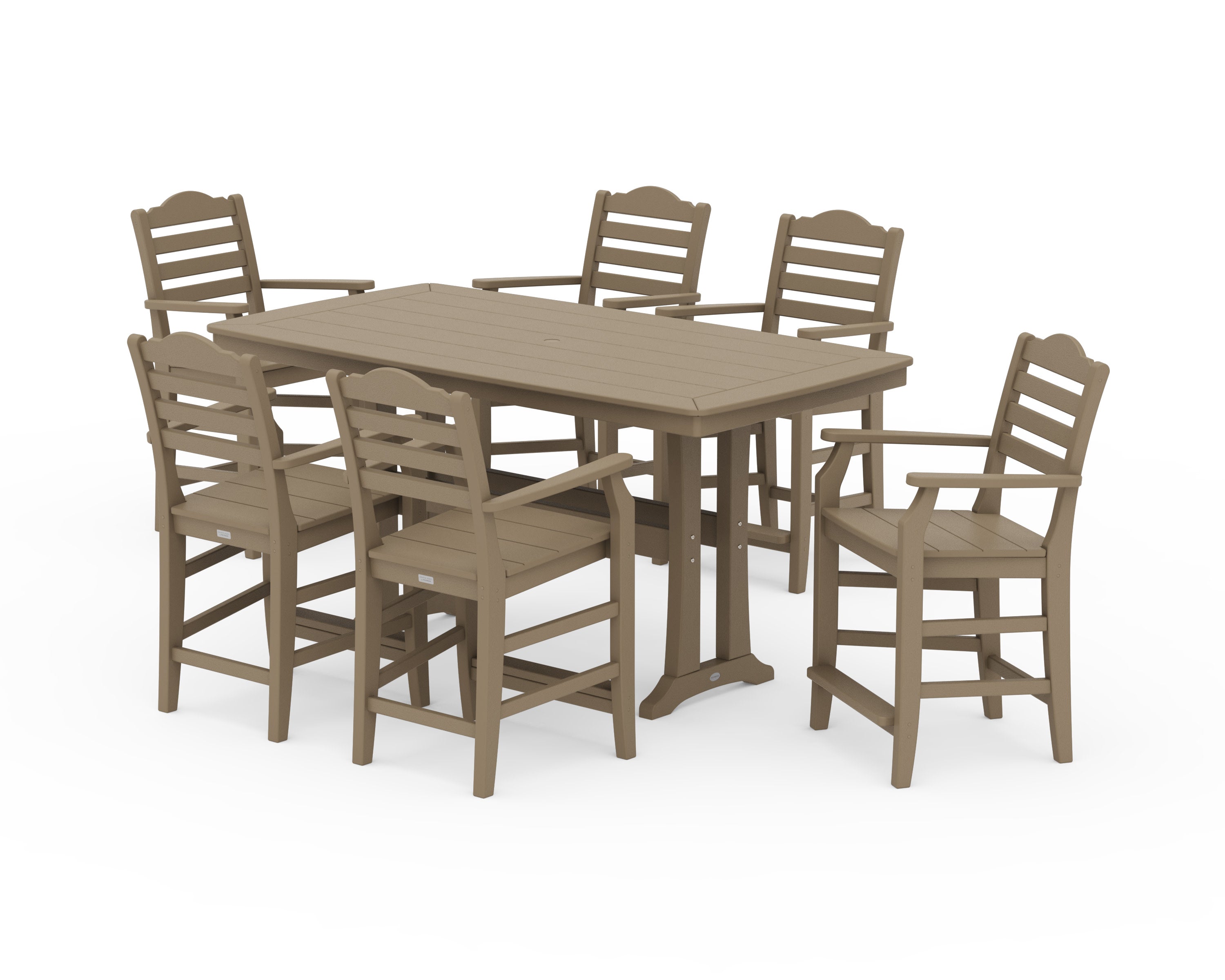 Savannah Arm Chair 7-Piece Counter Set with Trestle Legs in Vintage Sahara