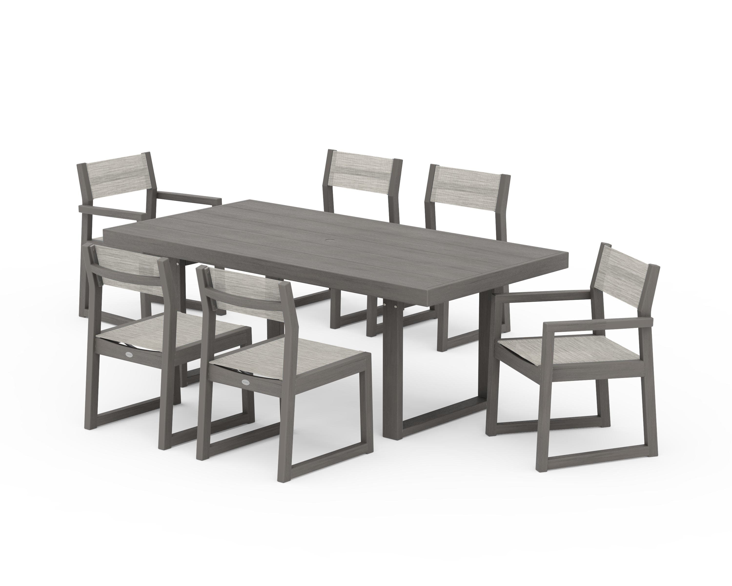 EDGE Sling 7-Piece Dining Set in Driftwood / Birch Sling
