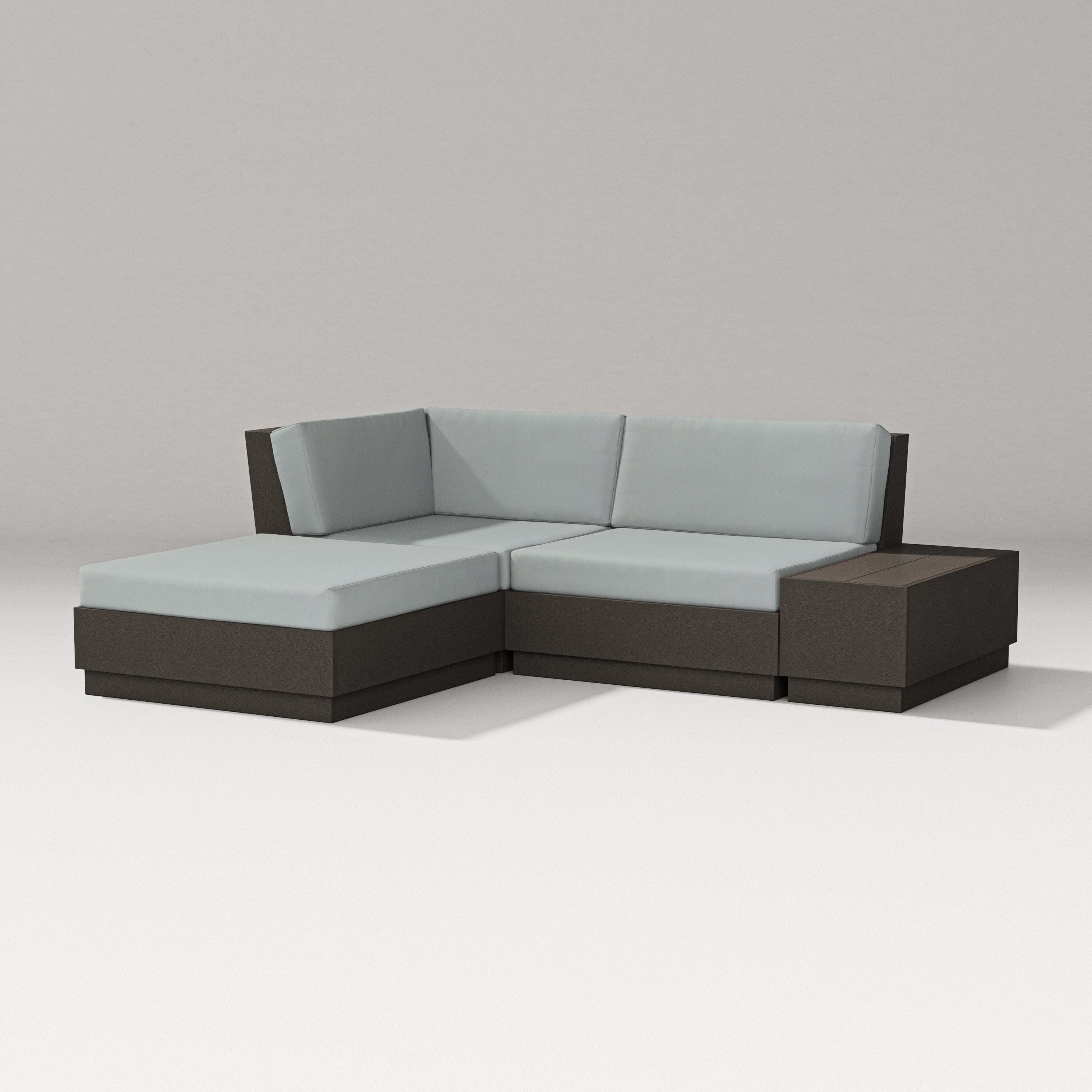 Elevate Loveseat Sectional with Chaise in Vintage Coffee / Spa