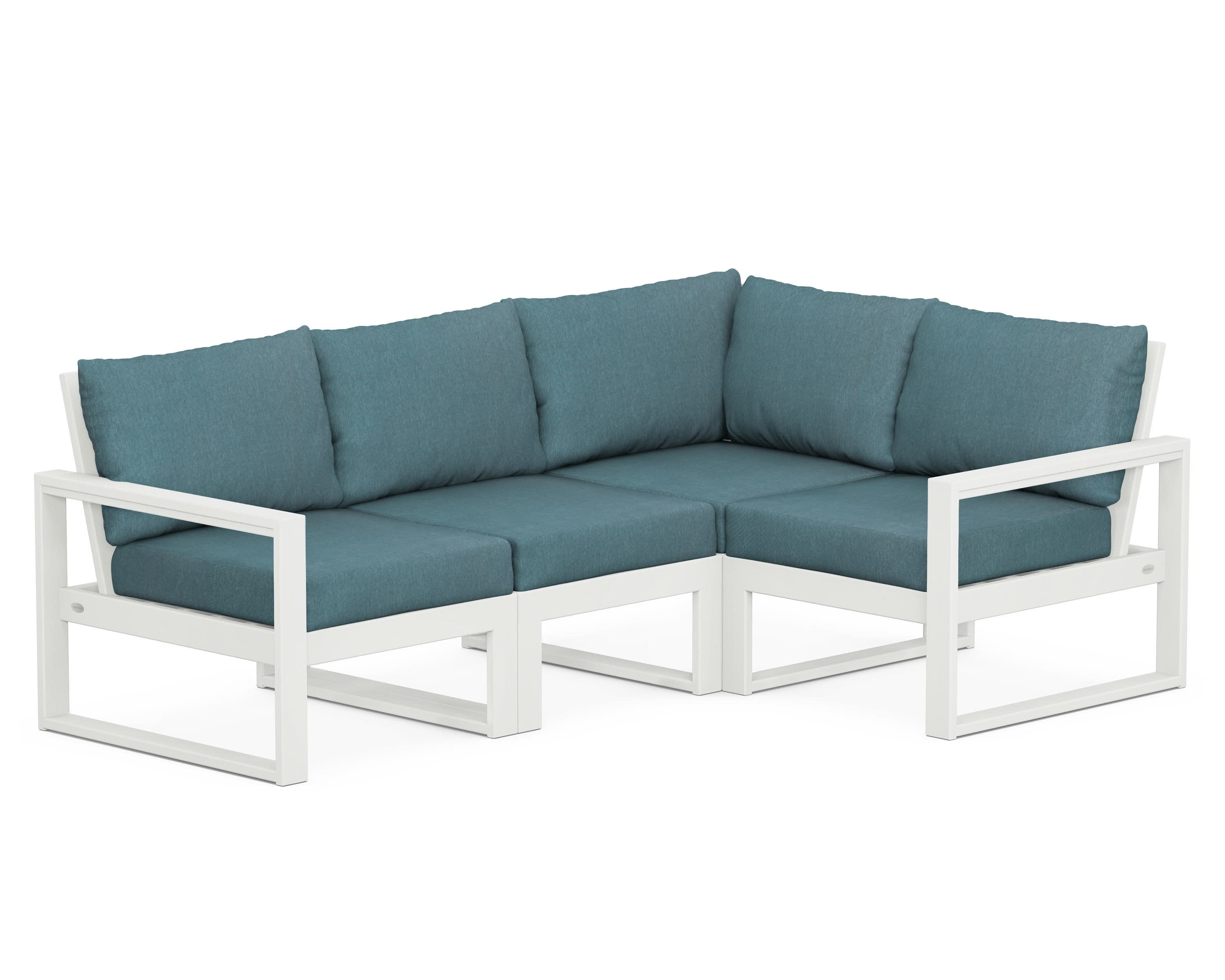 EDGE 4-Piece Modular Deep Seating Set in Vintage White / Ocean Teal