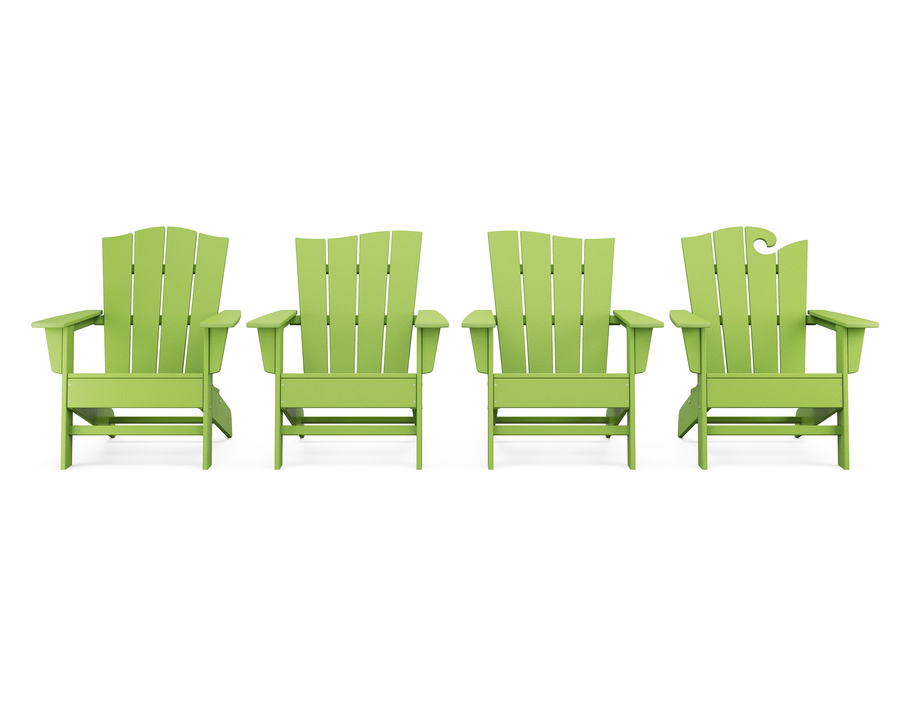 Wave Collection 4-Piece Adirondack Chair Set in Lime