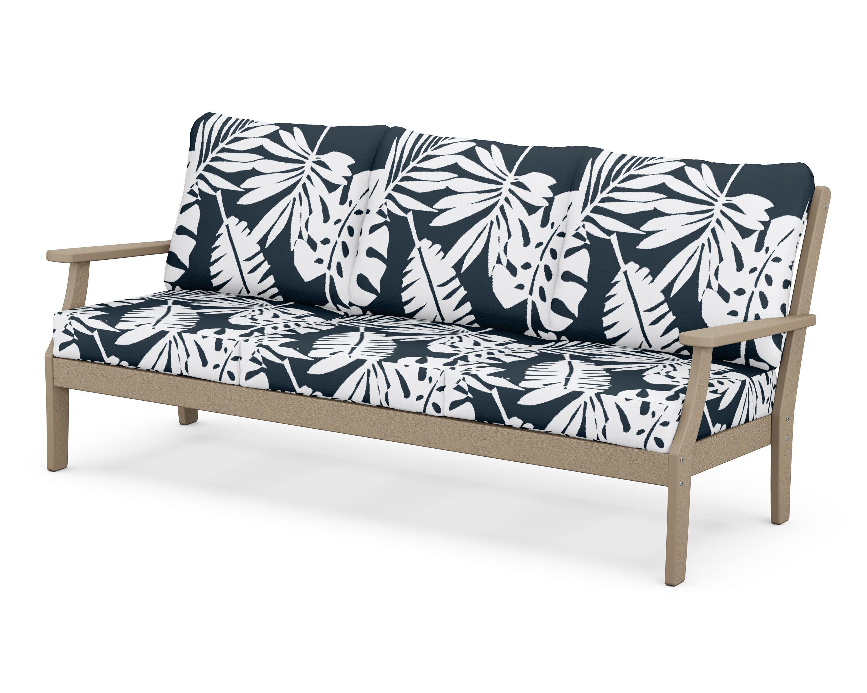 Braxton Deep Seating Sofa in Vintage Sahara / Leaf Marine Indigo