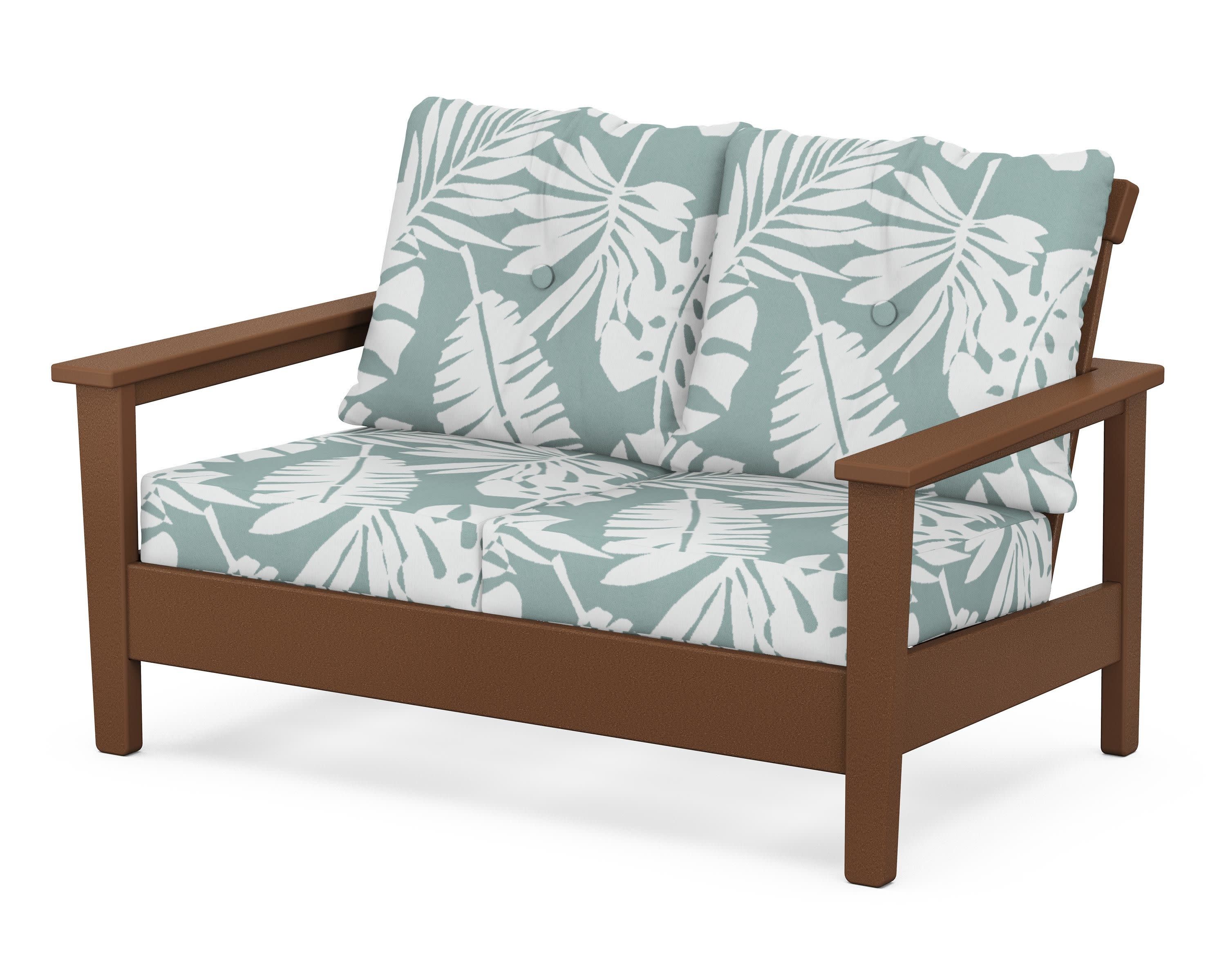 Prescott Deep Seating Loveseat in Teak / Leaf Glacier Spa