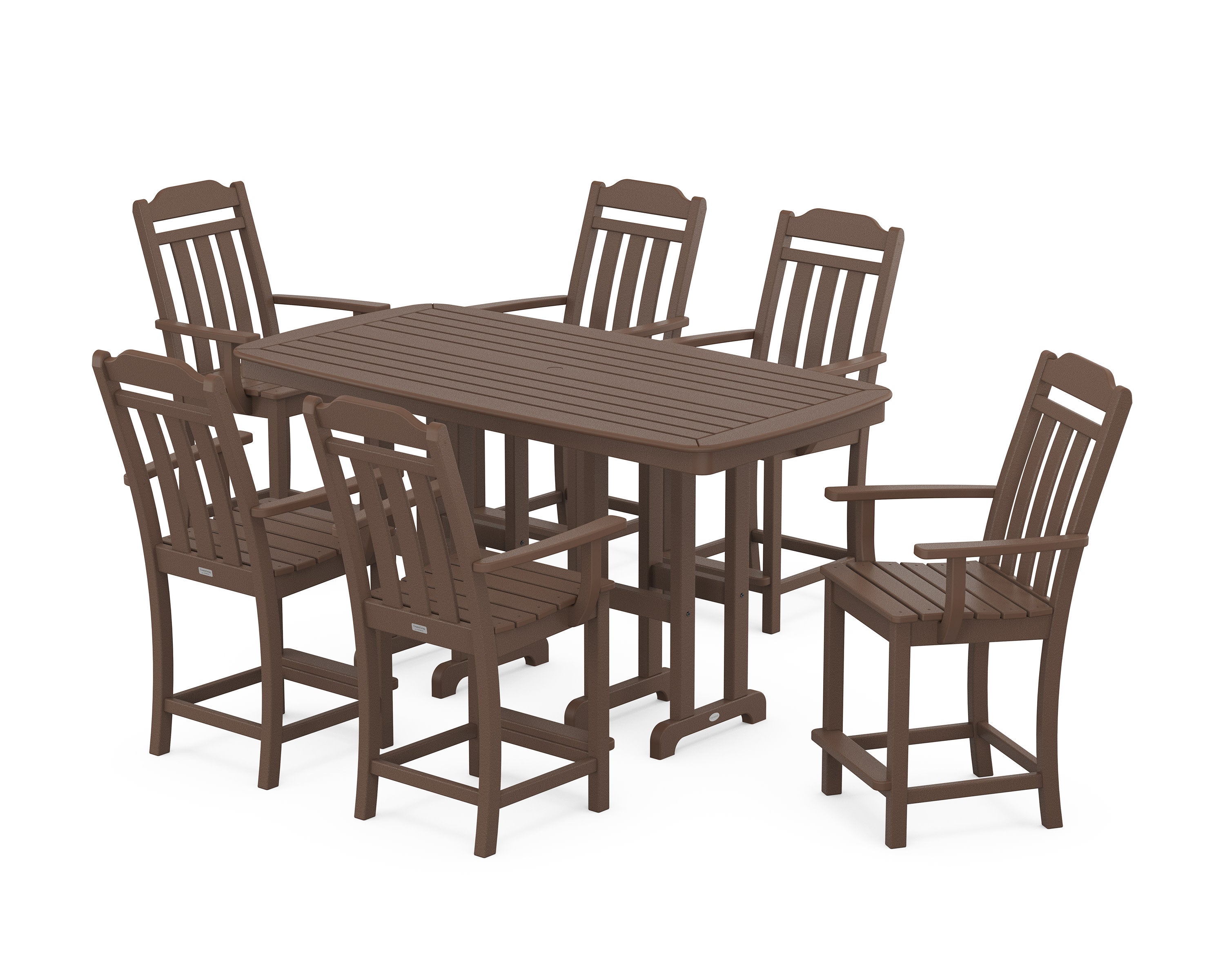 Cottage Arm Chair 7-Piece Counter Set in Mahogany