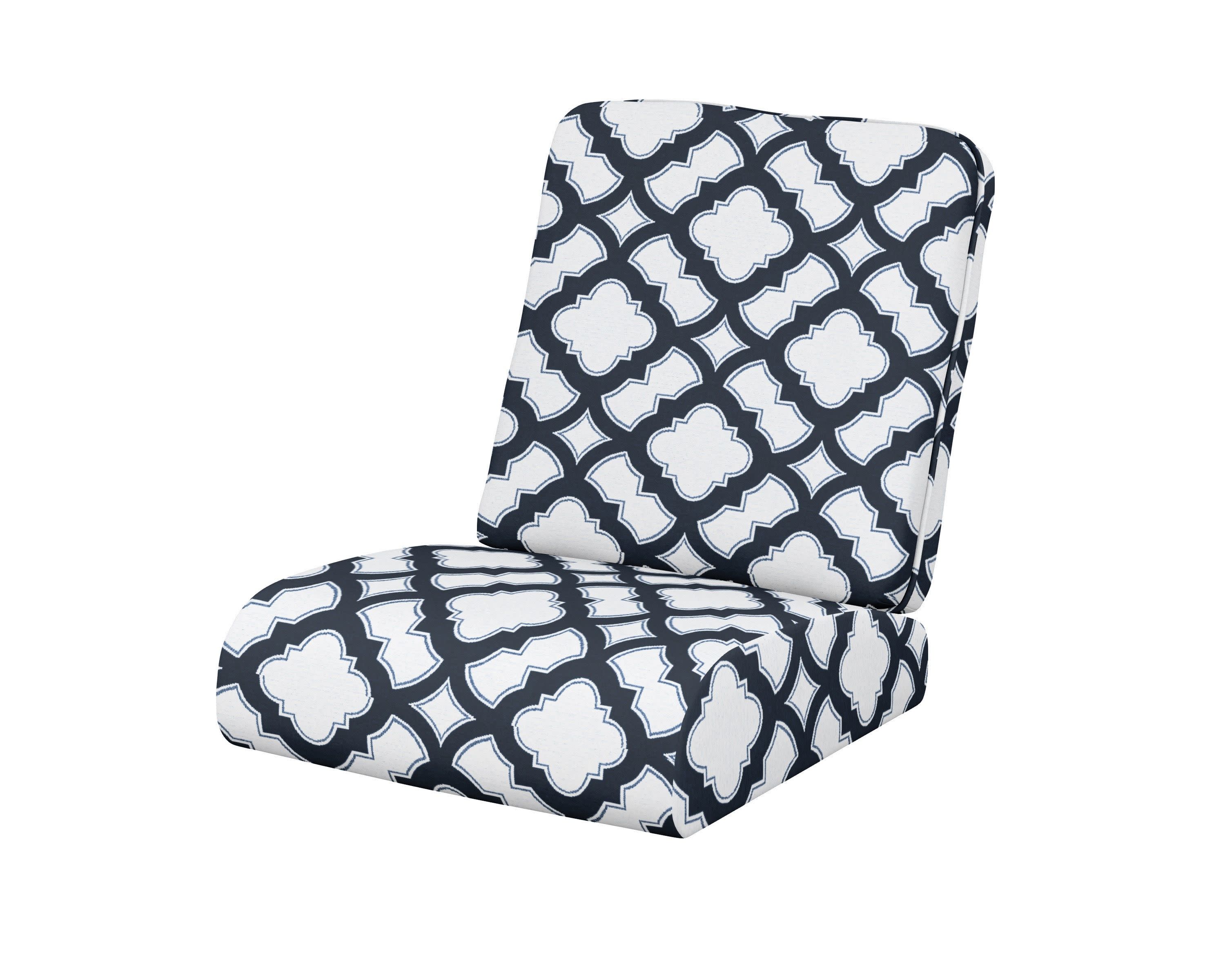 Club Seat/Back Cushion in Trellis Marine Indigo