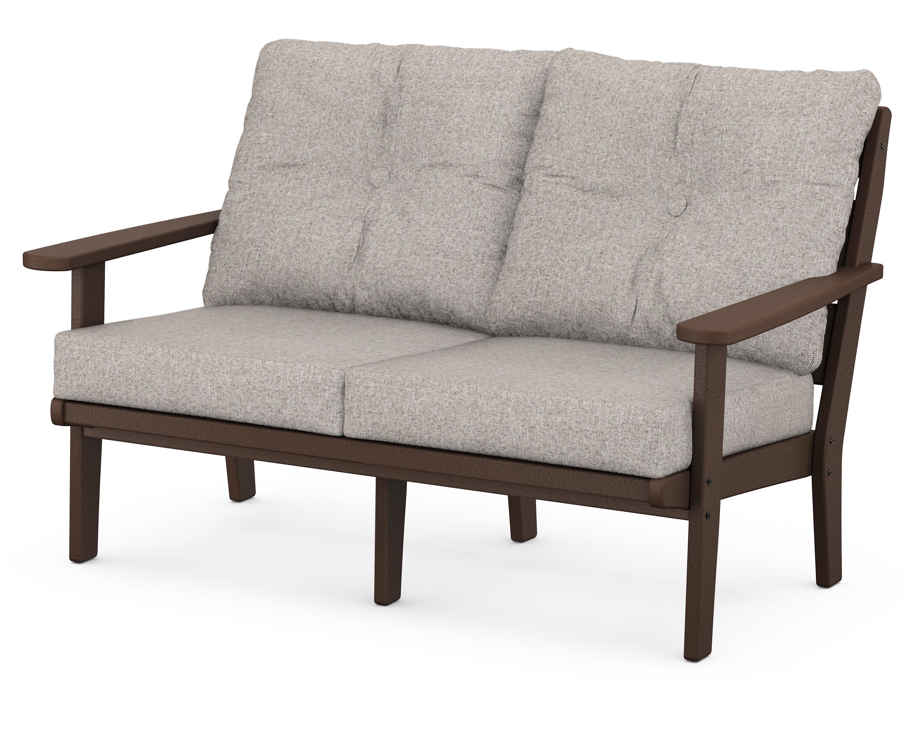 Lakeside Deep Seating Loveseat in Mahogany / Weathered Tweed