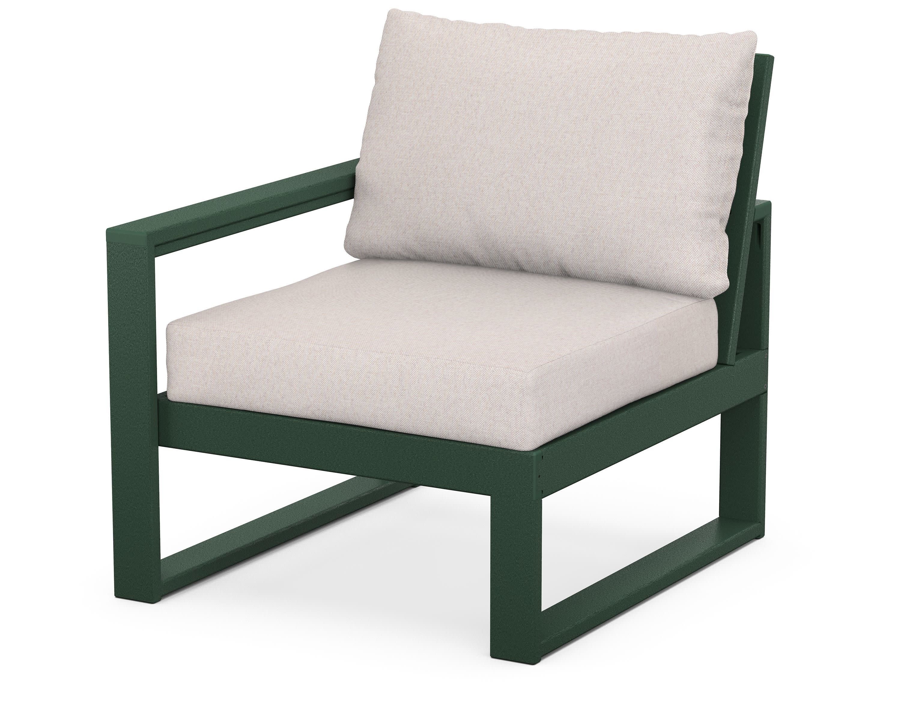 EDGE Modular Left Arm Chair in Green / Dune Burlap