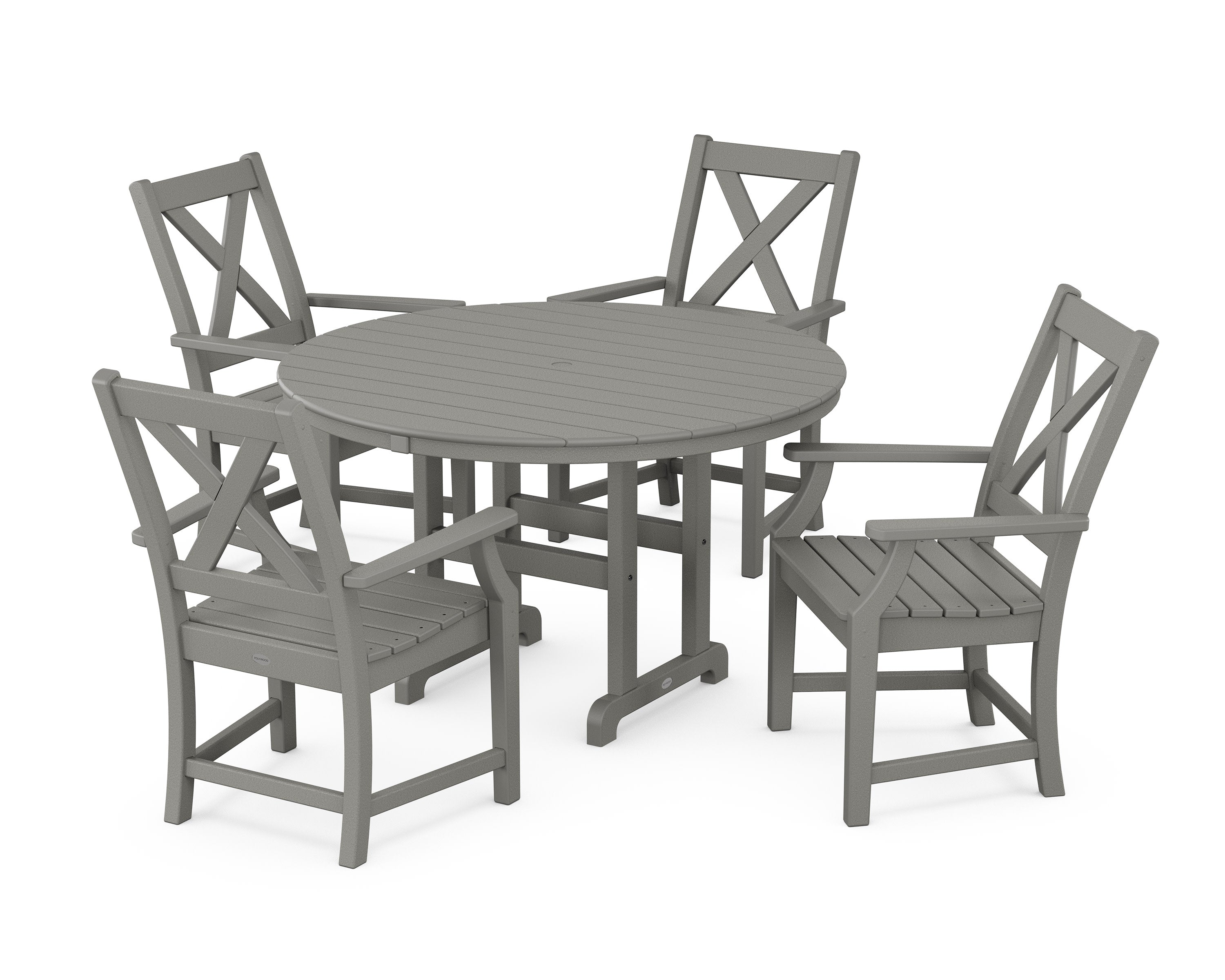 Braxton 5-Piece Round Farmhouse Dining Set in Slate Grey