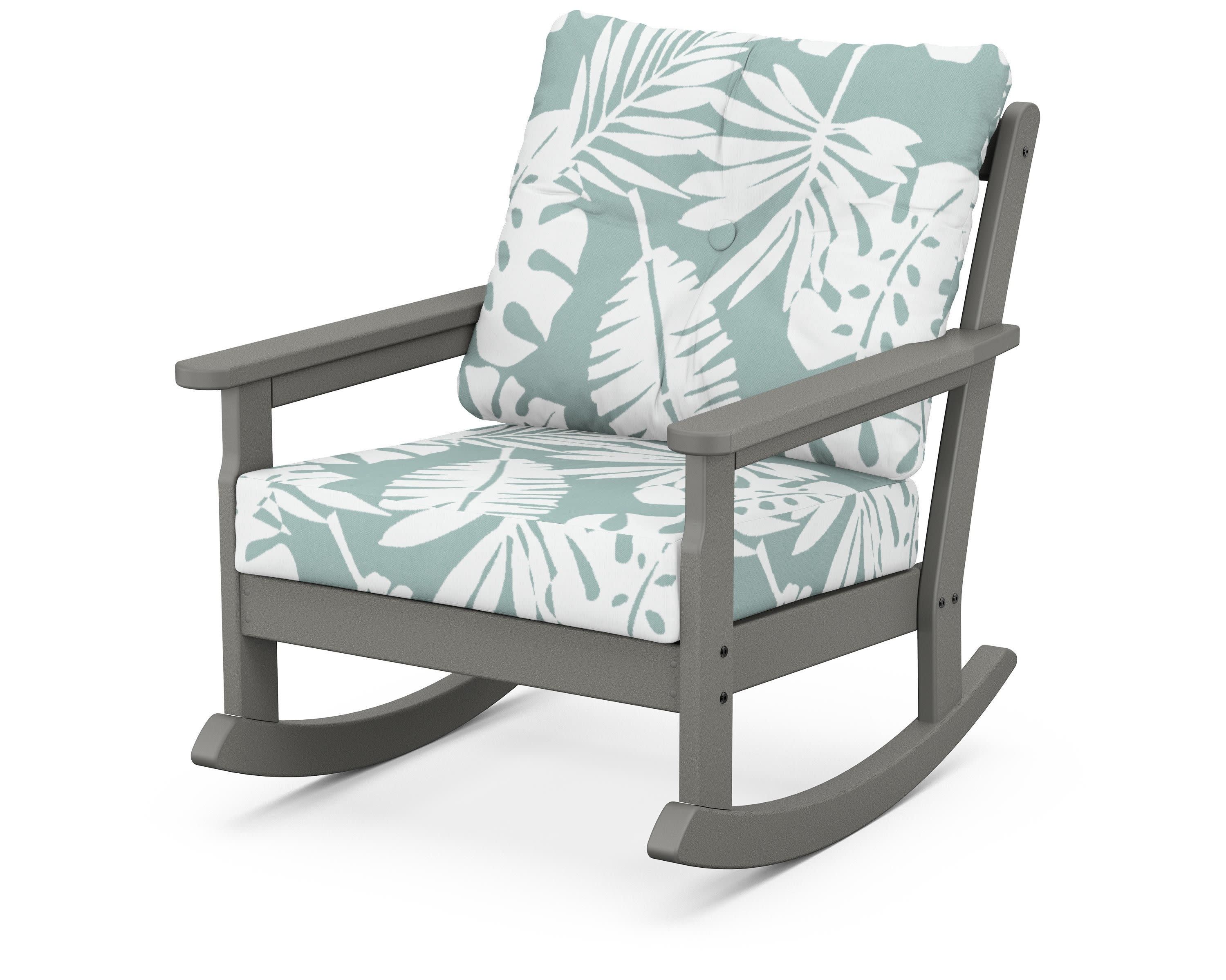 Vineyard Deep Seating Rocking Chair in Slate Grey / Leaf Glacier Spa