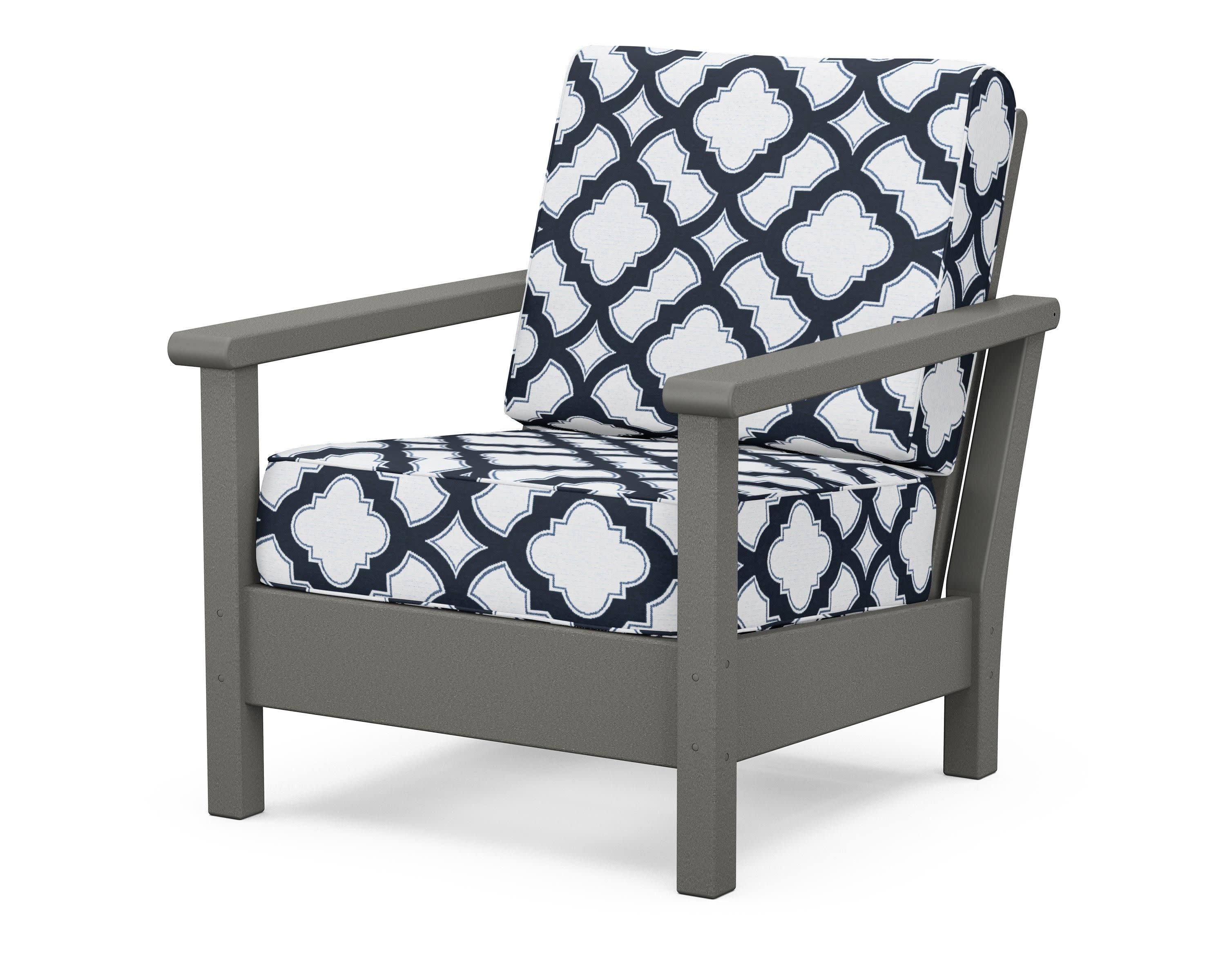 Harbour Deep Seating Chair in Slate Grey / Trellis Marine Indigo
