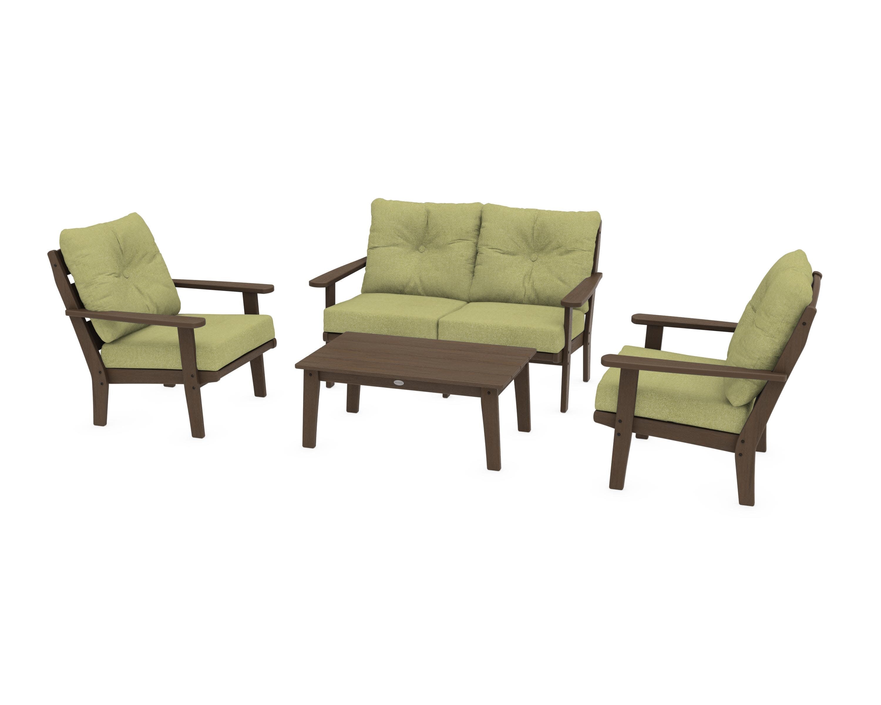Lakeside 4-Piece Deep Seating Set in Kona / Chartreuse Boucle