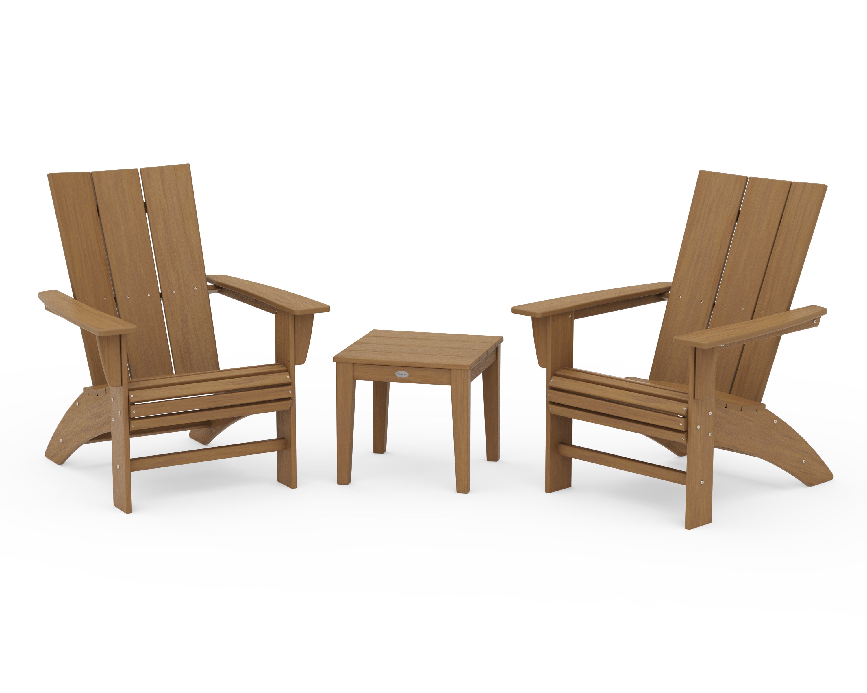 Modern 3-Piece Curveback  Adirondack Set in Natural