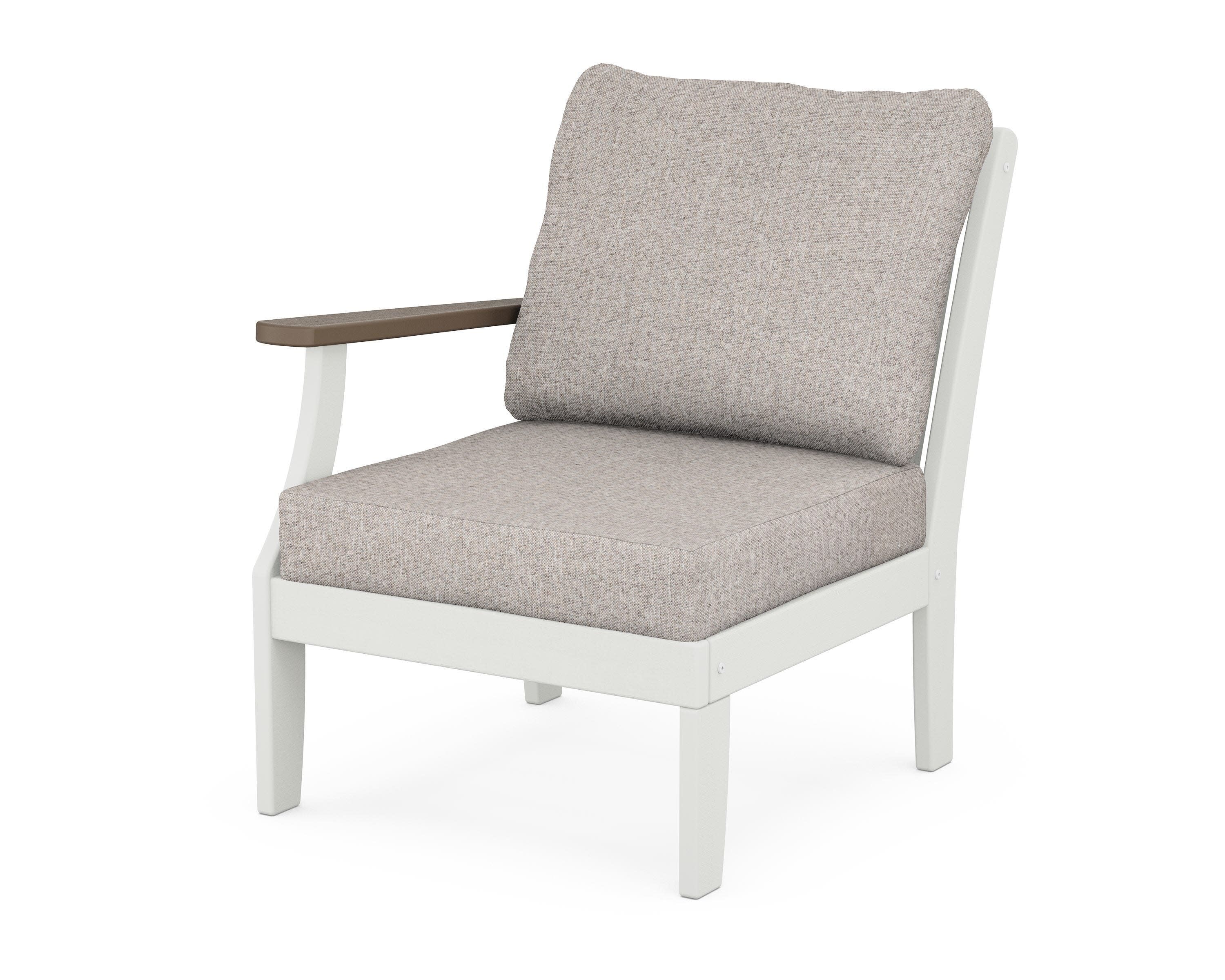 Braxton Modular Left Arm Chair in White / Kona / Weathered Tweed