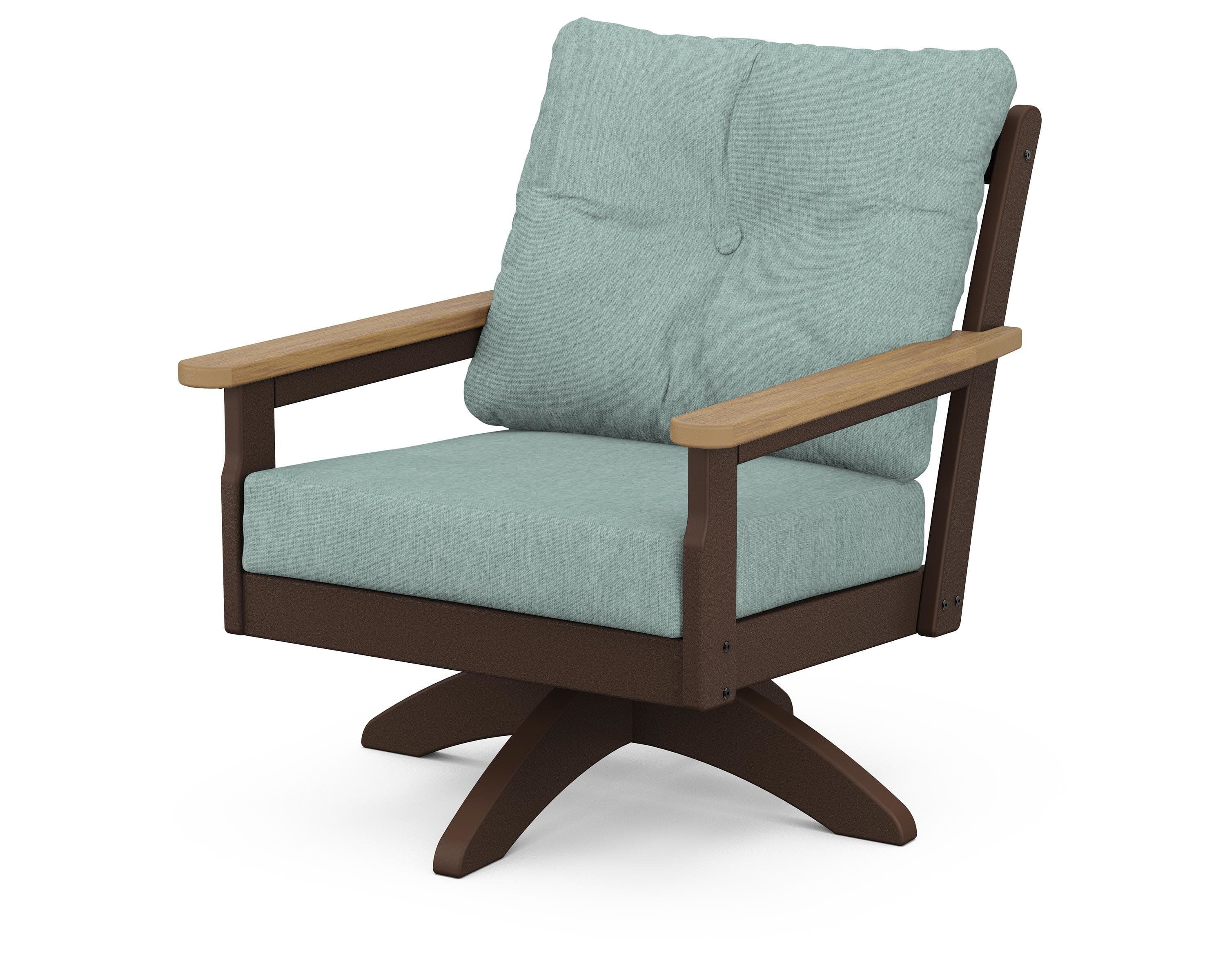 Vineyard Deep Seating Swivel Chair in Mahogany / Natural / Glacier Spa