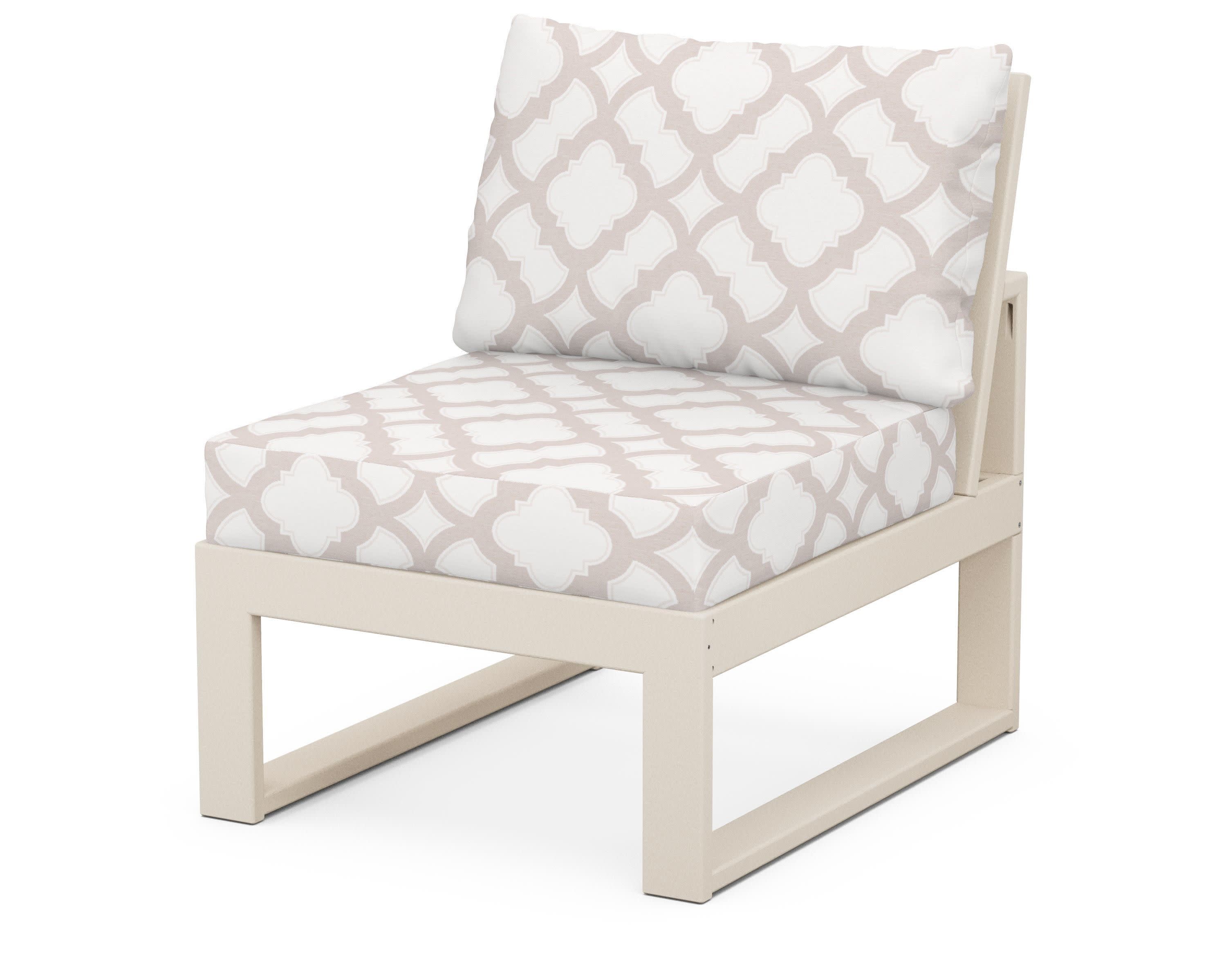 Modular Armless Chair in Sand / Trellis Dune Burlap