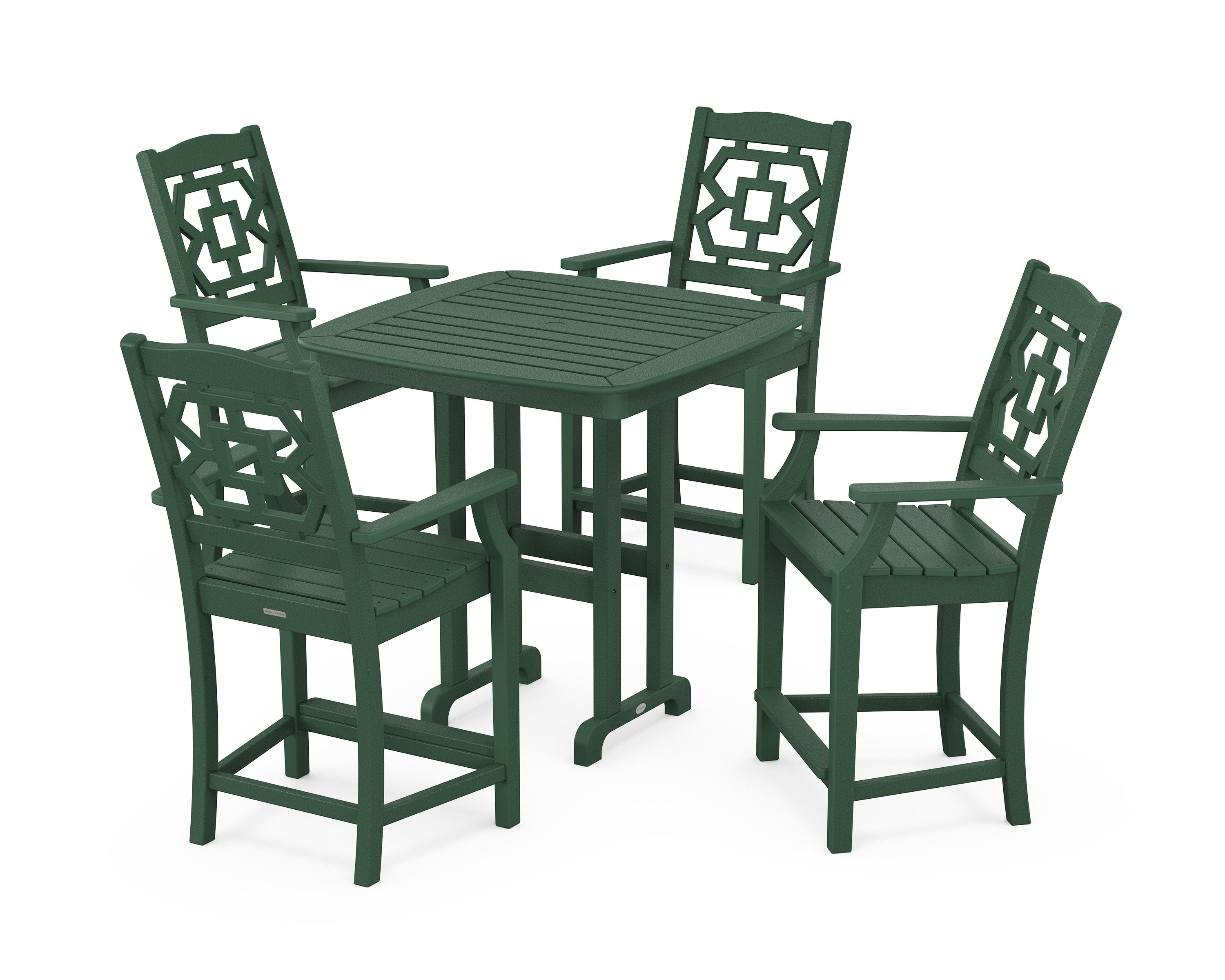 Chinoiserie 5-Piece Counter Set in Green