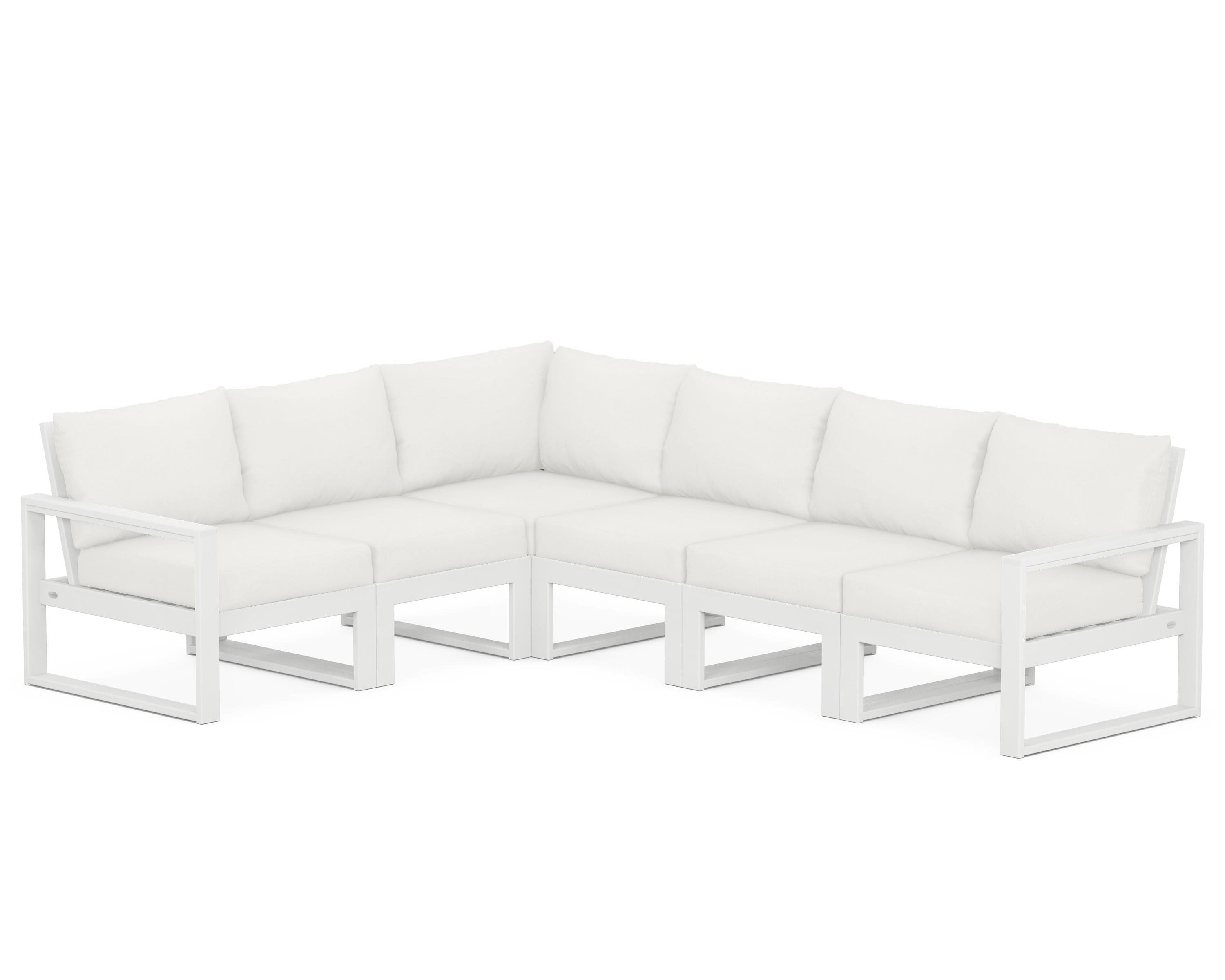 EDGE 6-Piece Modular Deep Seating Set in White / Natural Linen