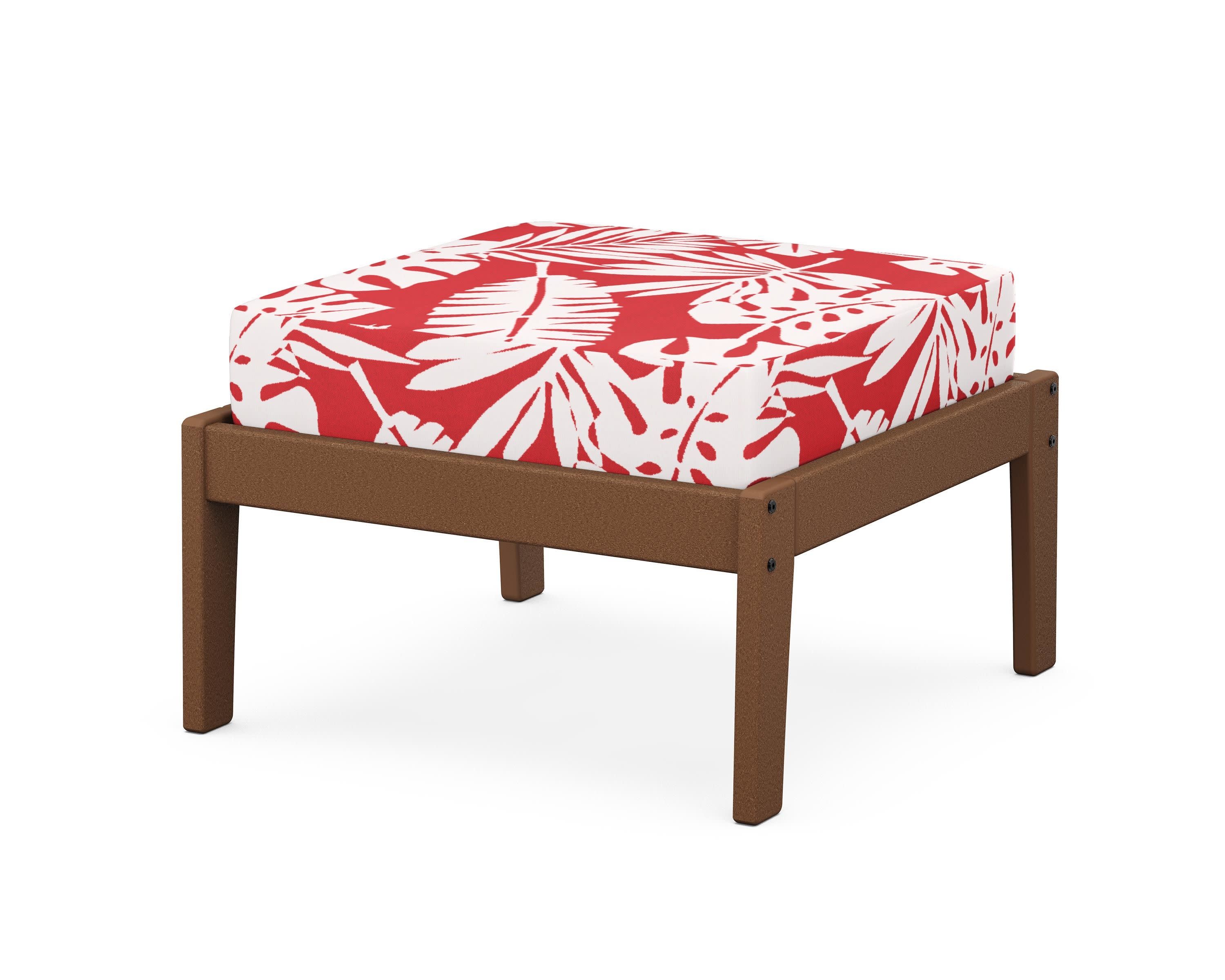 Deep Seating Ottoman in Teak / Leaf Crimson