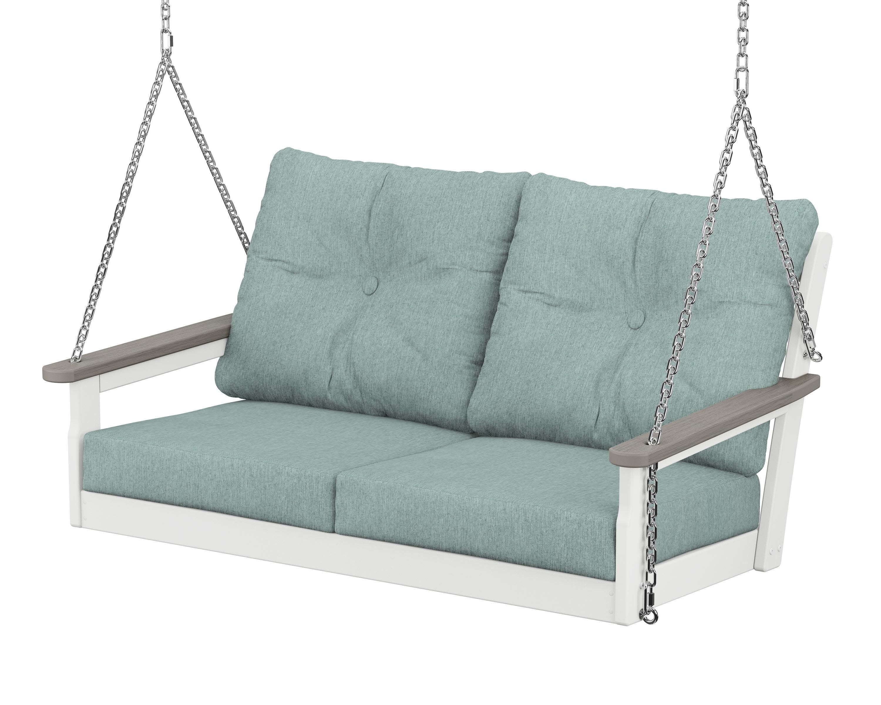 Vineyard Deep Seating Swing in White / Driftwood / Glacier Spa