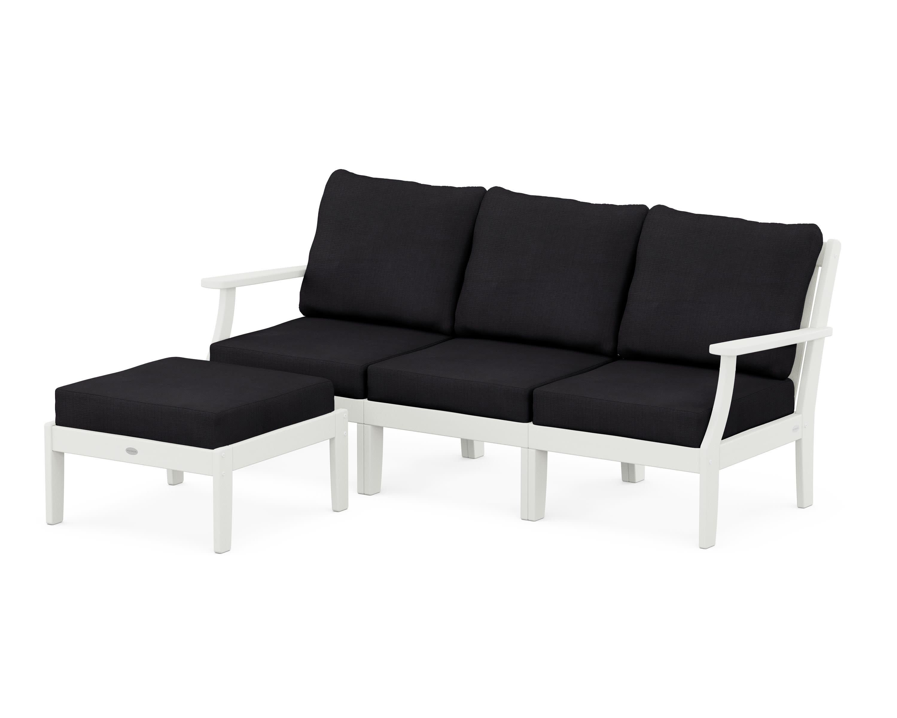 Braxton Modular 4-Piece Deep Seating Set with Ottoman in Vintage White / Midnight Linen