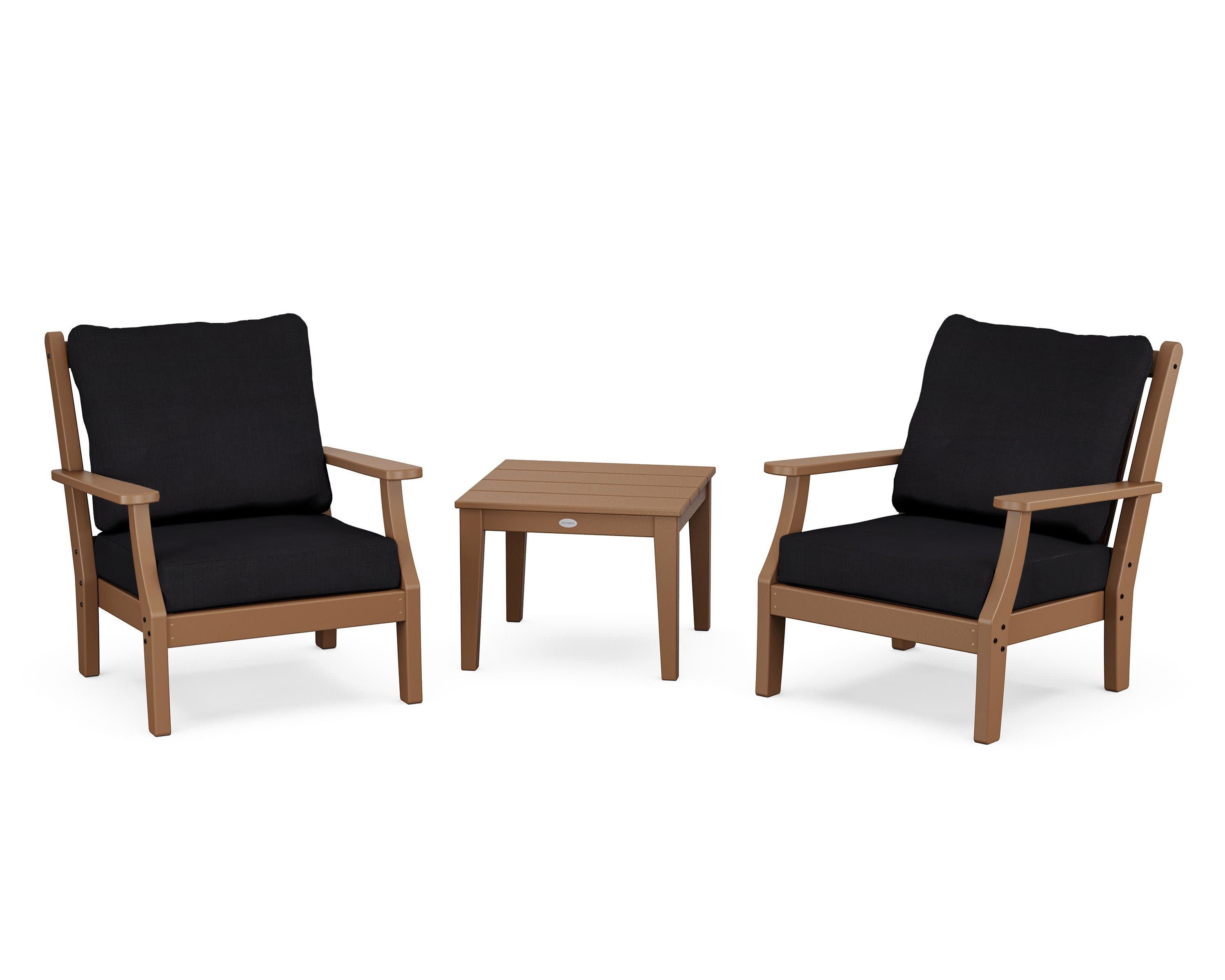 Wovendale 3-Piece Deep Seating Set in Teak / Midnight Linen