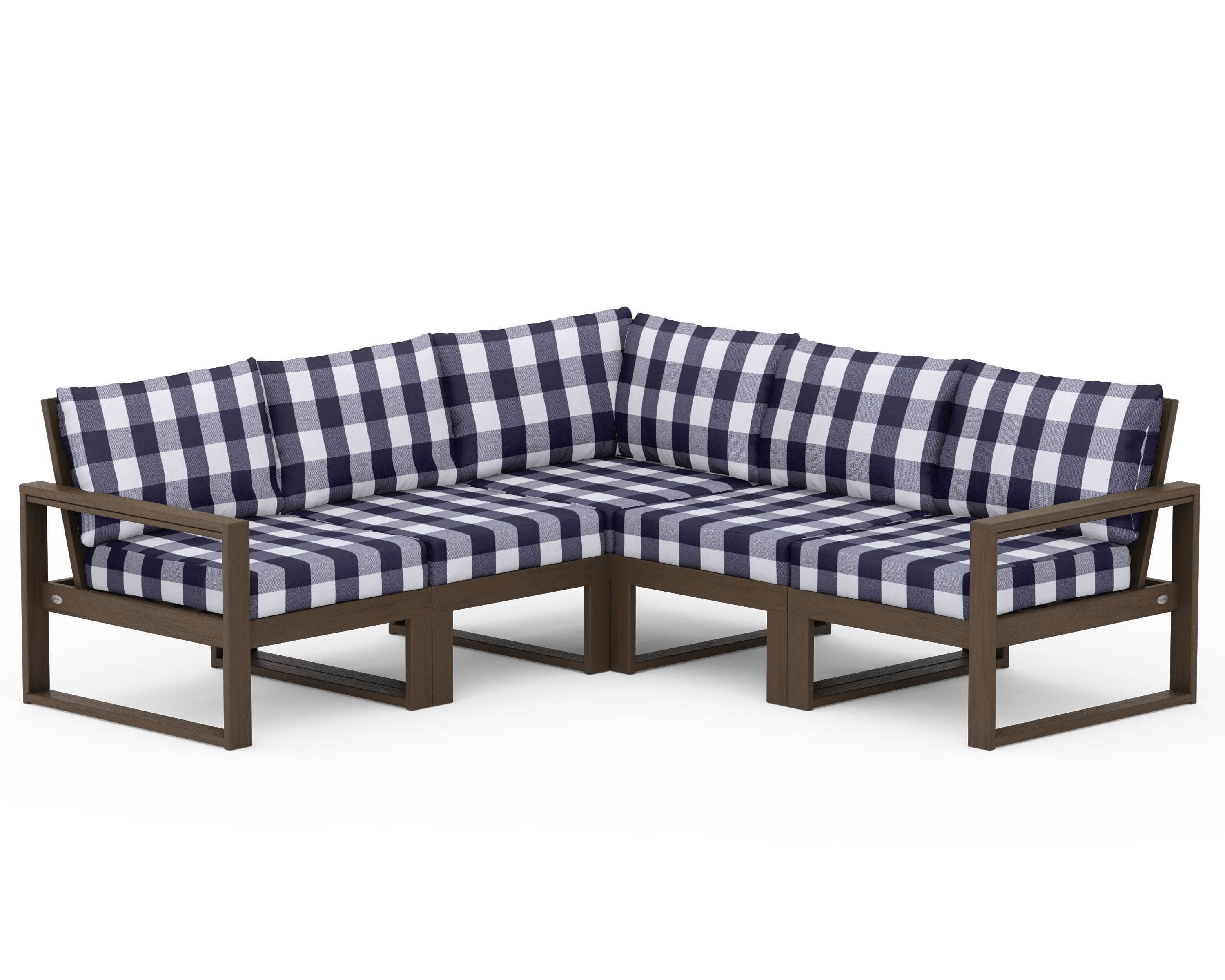 EDGE 5-Piece Modular Deep Seating Set in Kona / Buffalo Plaid Navy
