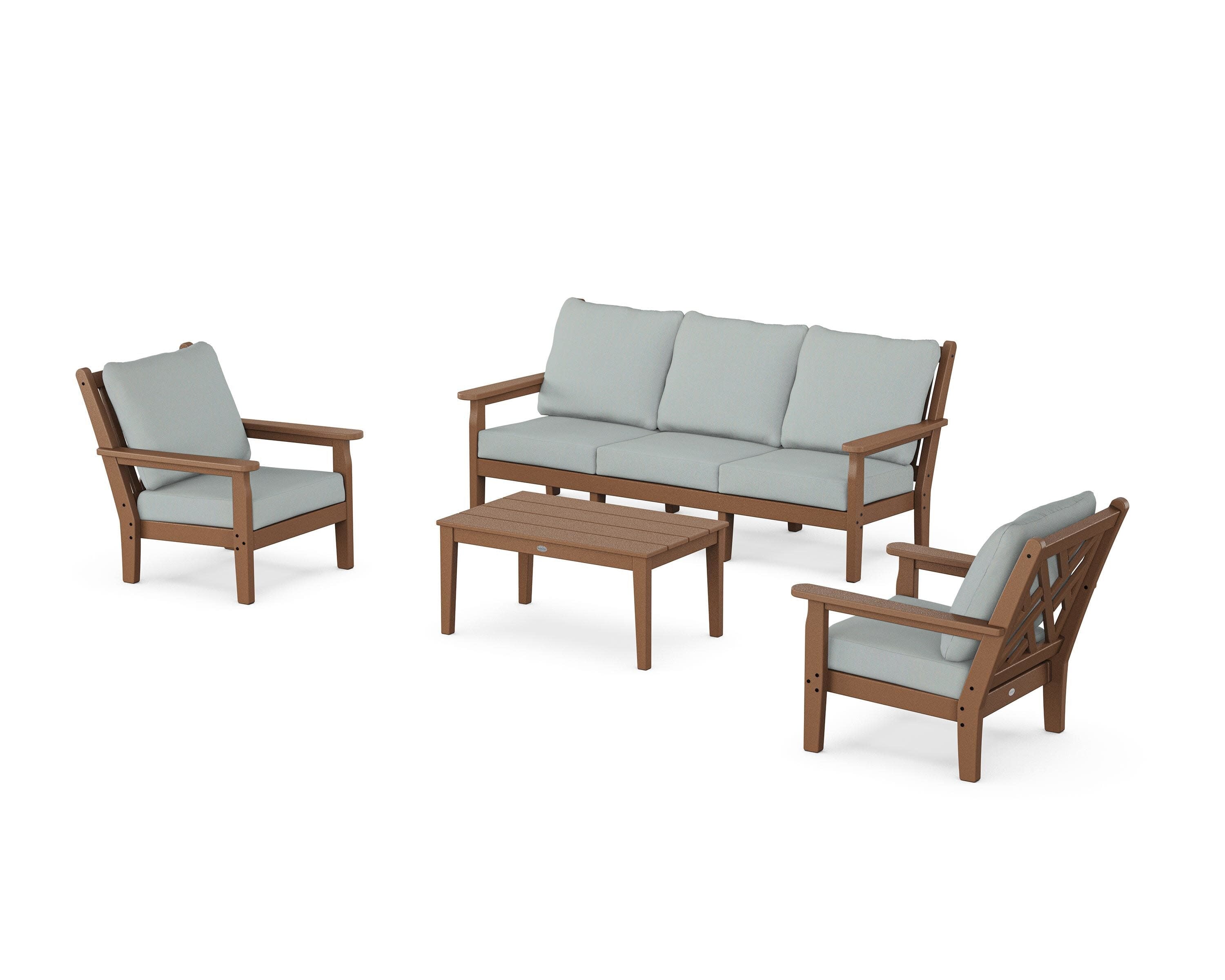 Chippendale 4-Piece Deep Seating Set with Sofa in Teak / Spa
