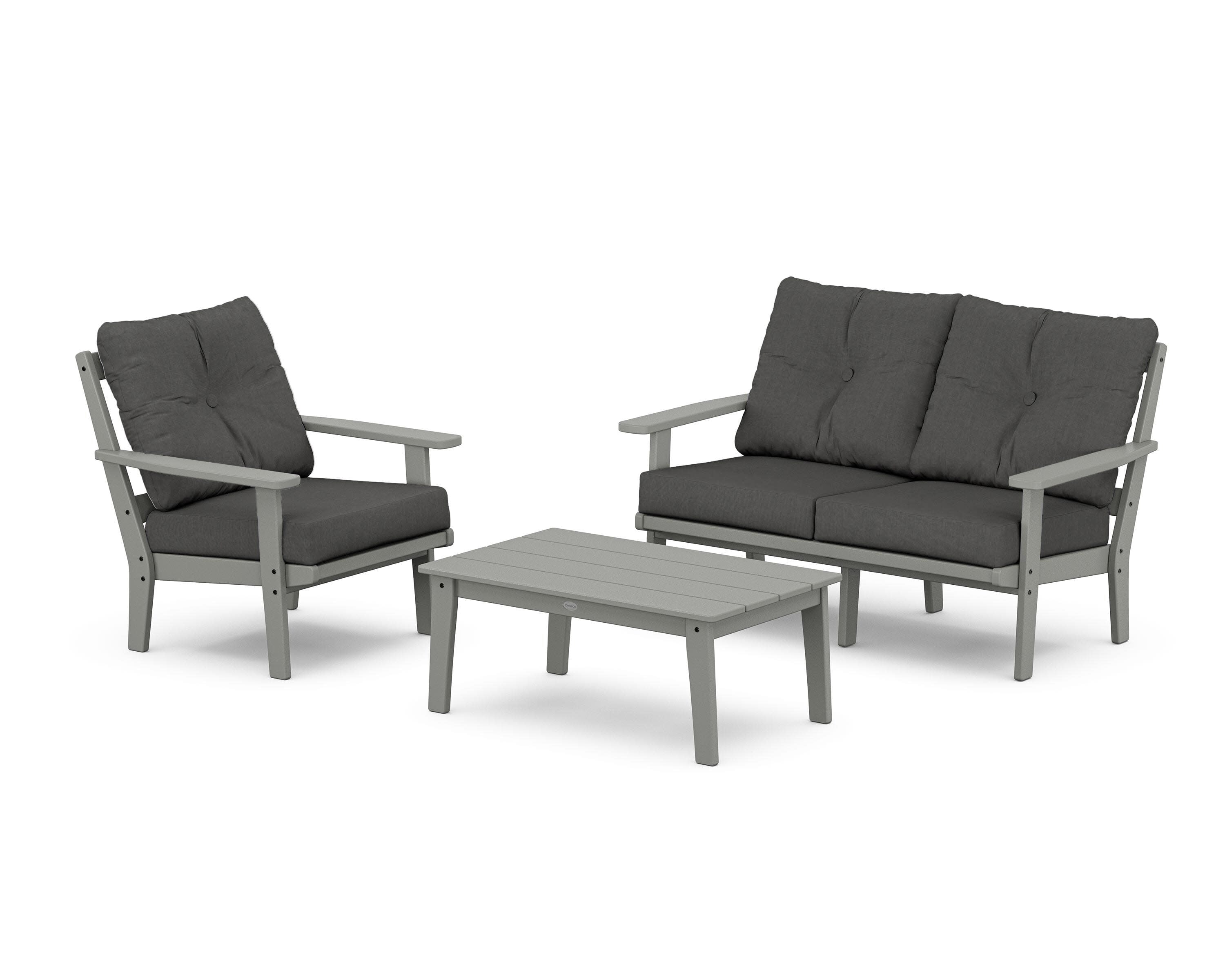 Prairie 3-Piece Deep Seating Set with Loveseat in Slate Grey / Spectrum Carbon