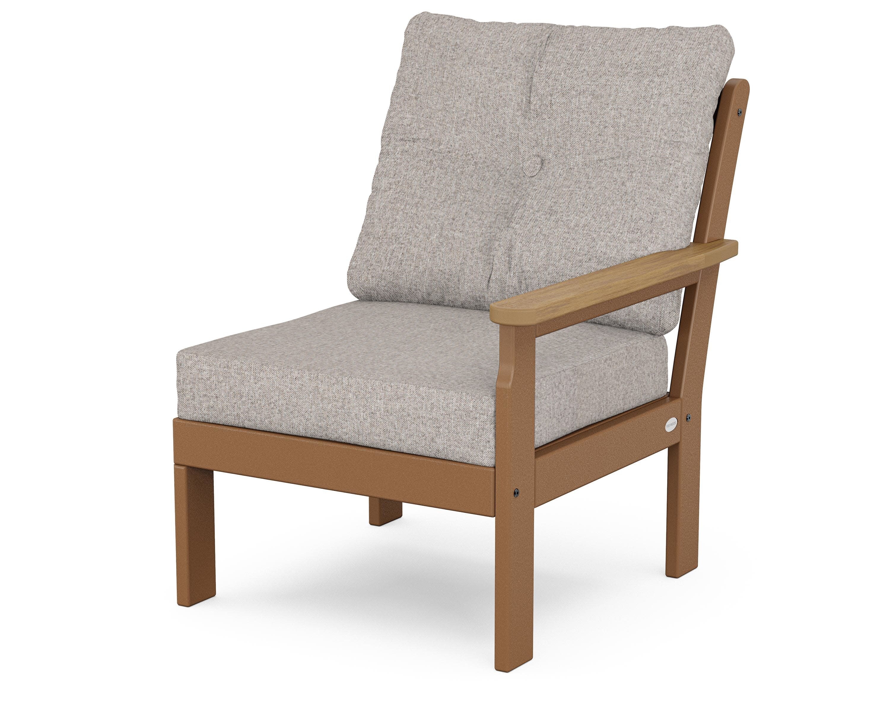 Vineyard Modular Right Arm Chair in Teak / Natural / Weathered Tweed