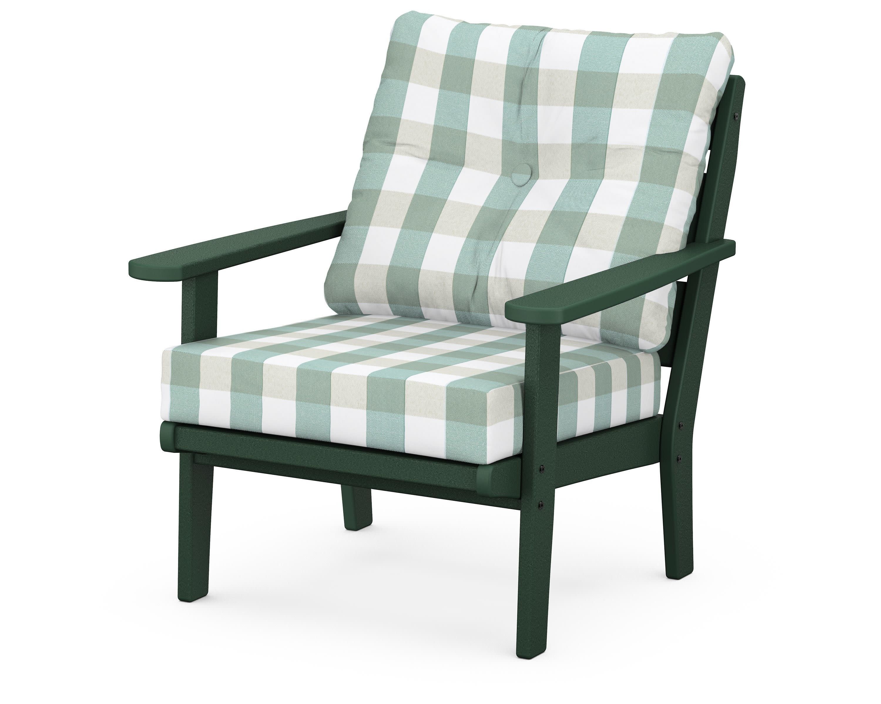 Lakeside Deep Seating Chair in Green / Buffalo Plaid Glacier Spa