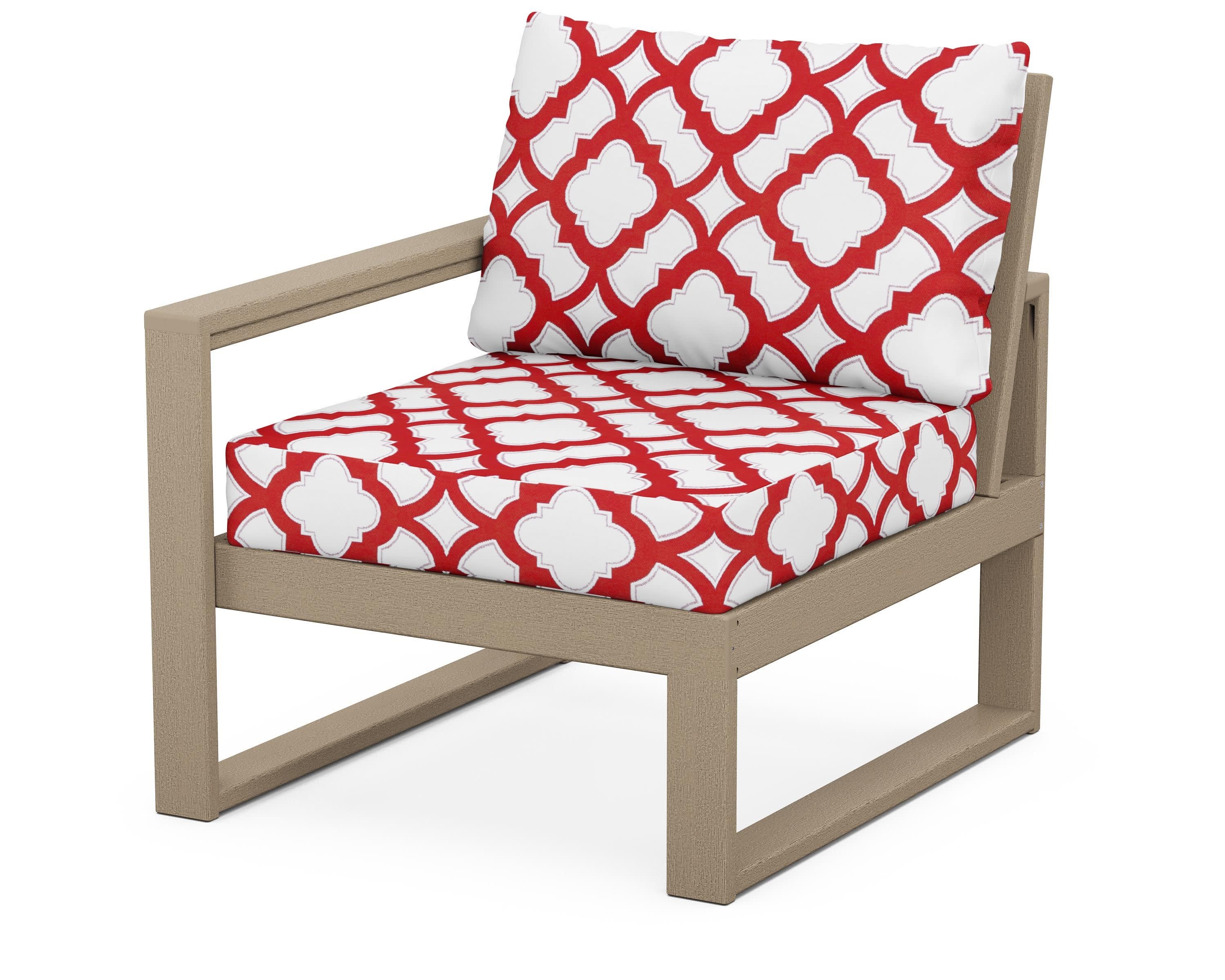 EDGE Modular Left Arm Chair in Vintage Sahara / Trellis Crimson