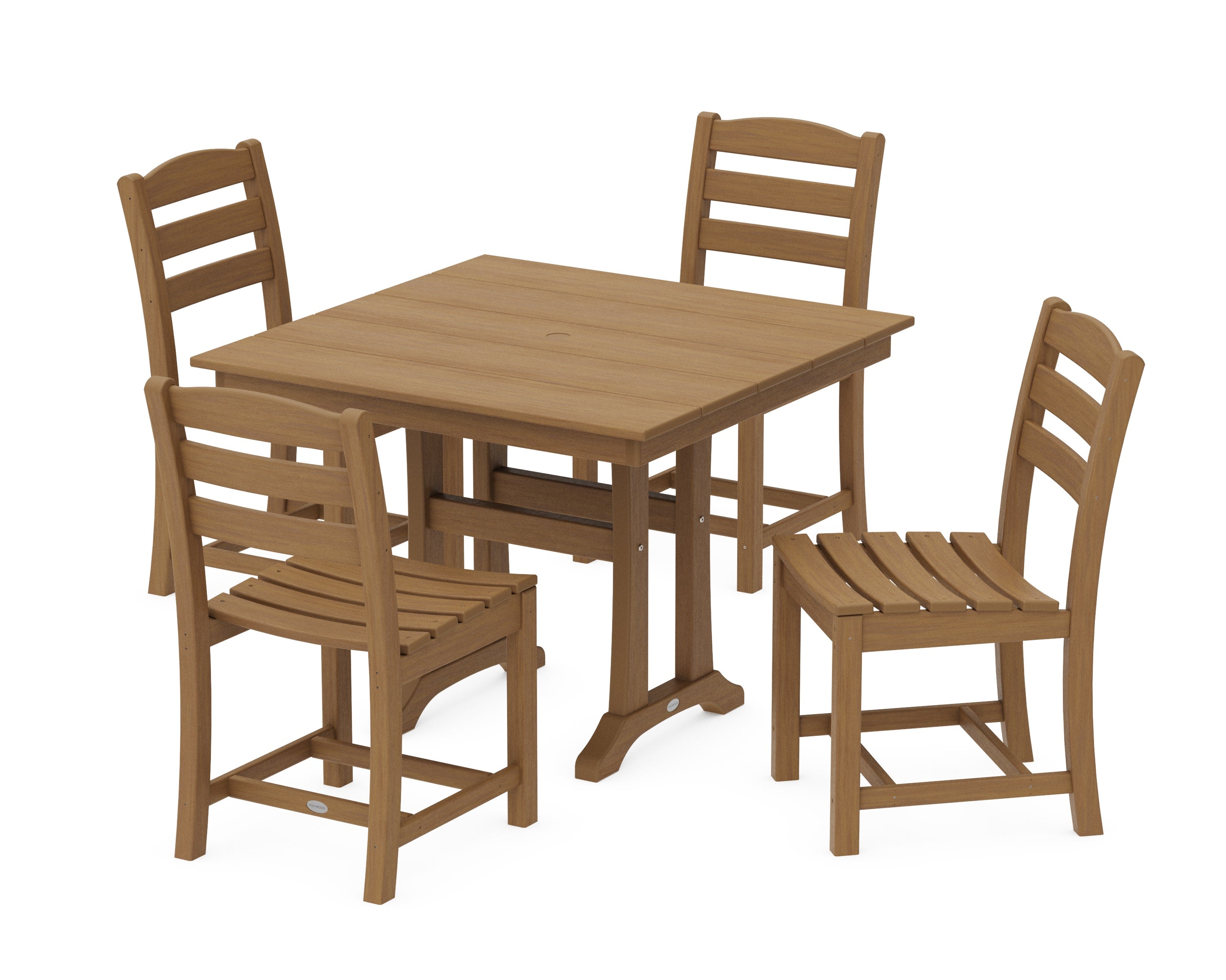 La Casa Caf 5-Piece Farmhouse Trestle Side Chair Dining Set in Natural