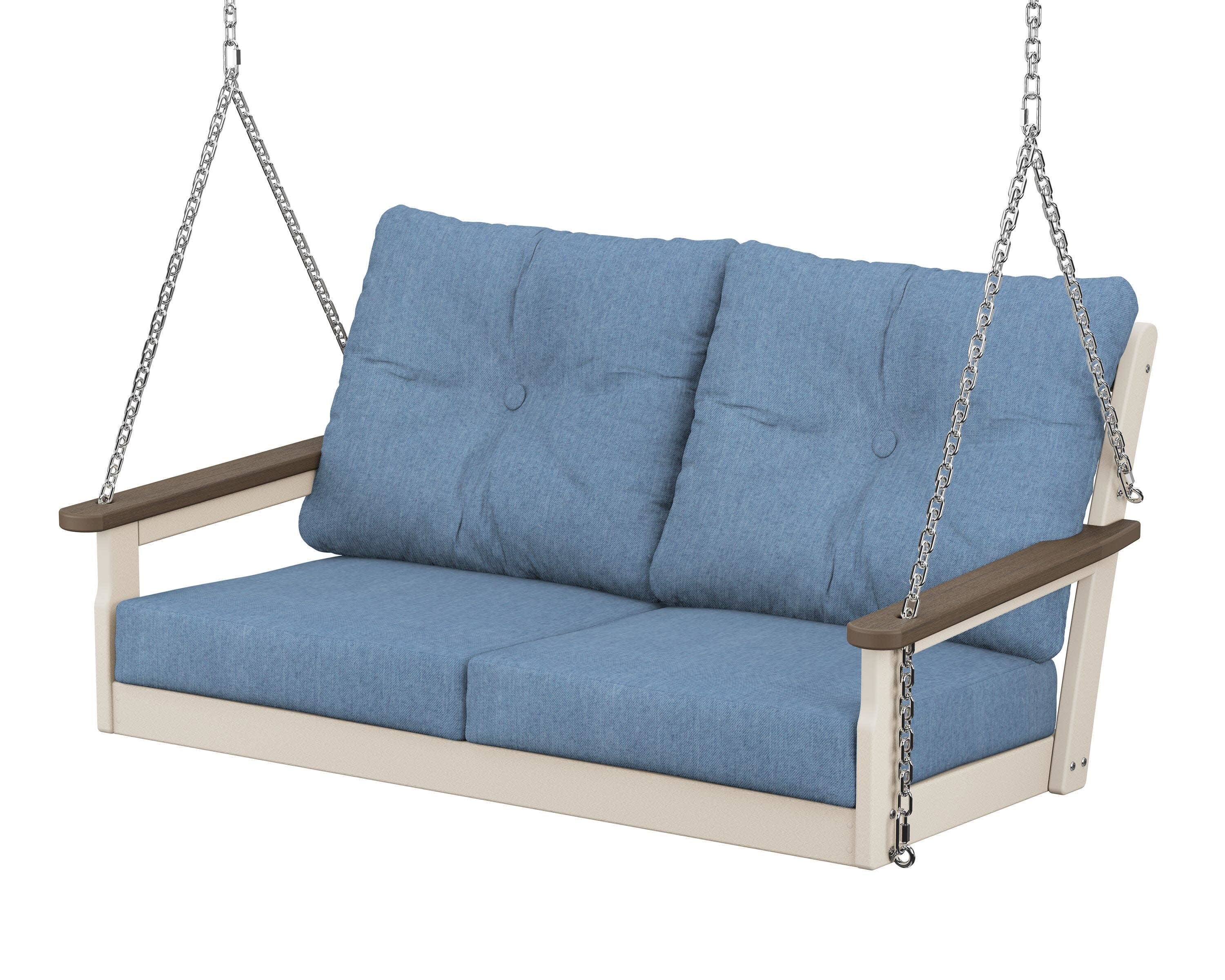 Vineyard Deep Seating Swing in Sand / Kona / Sky Blue