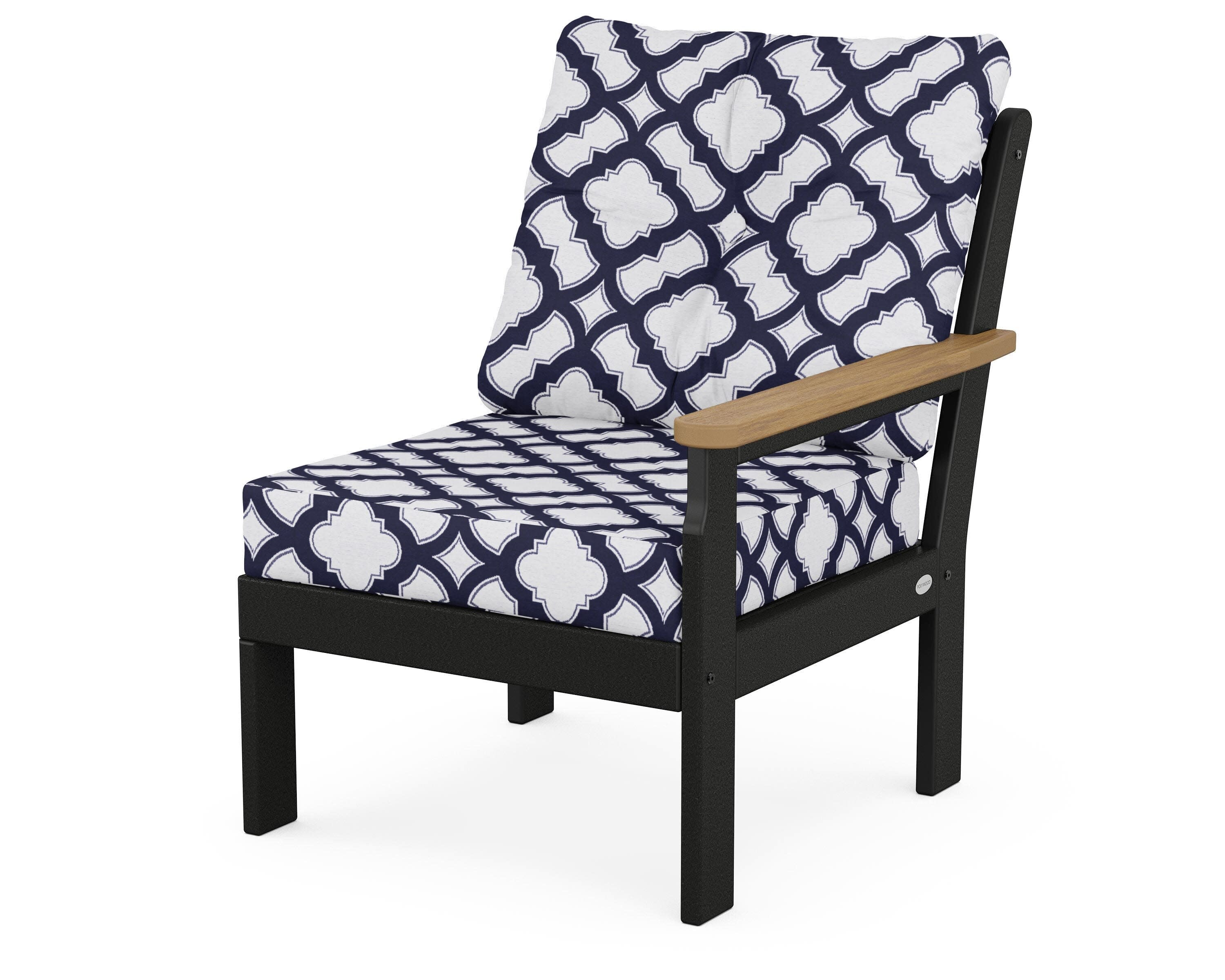 Vineyard Modular Right Arm Chair in Black / Natural / Trellis Navy