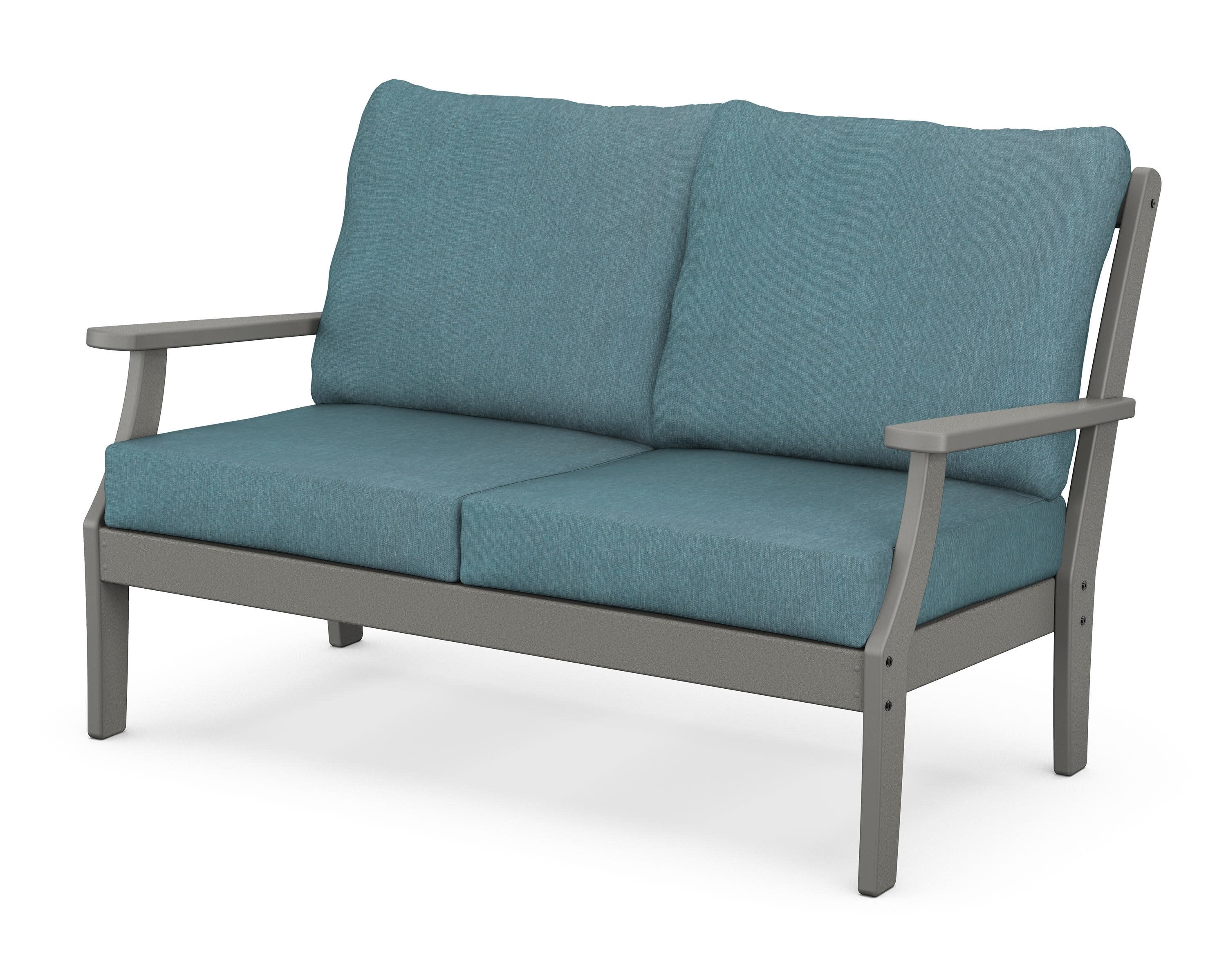 Braxton Deep Seating Loveseat in Slate Grey / Ocean Teal