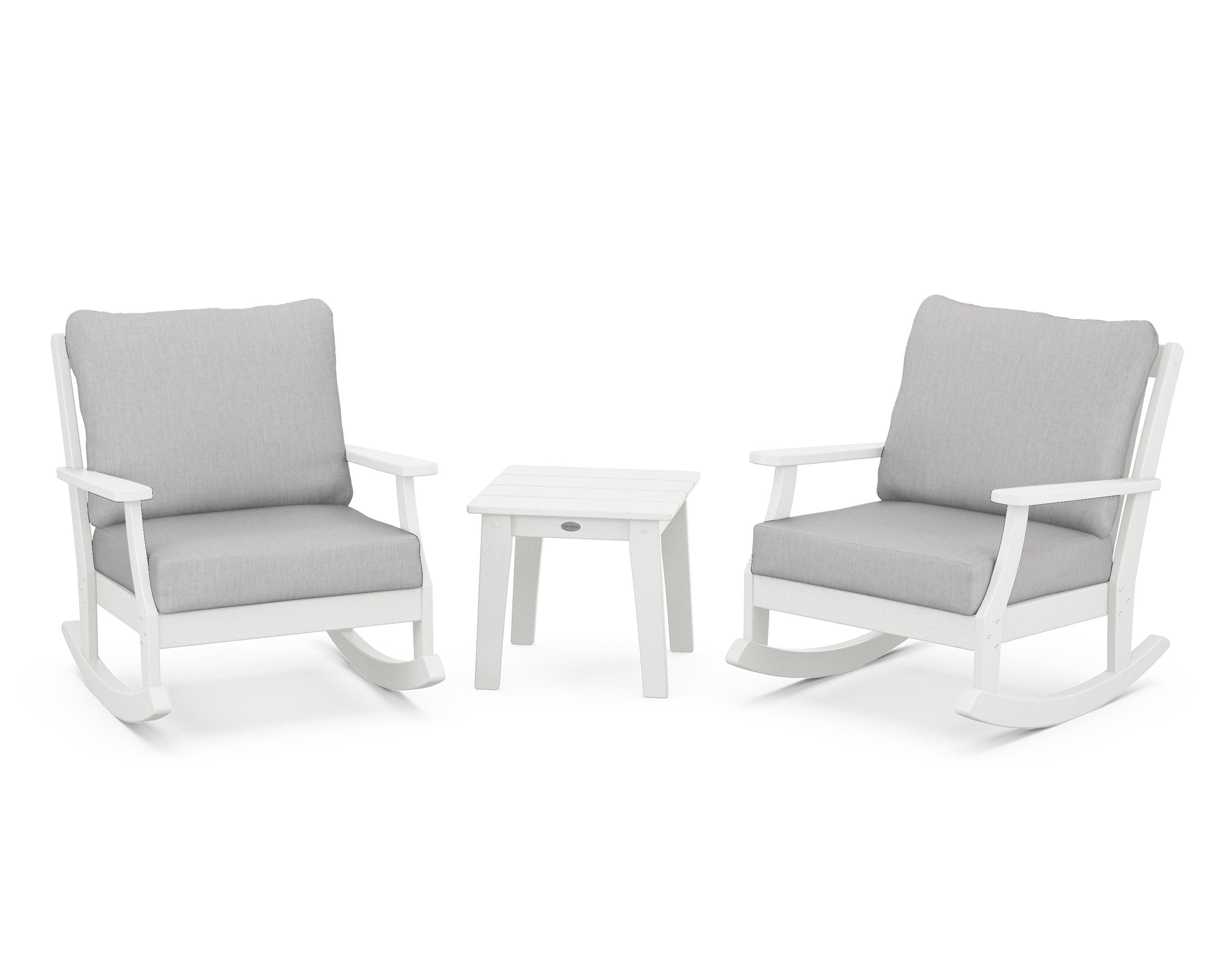 Braxton 3-Piece Deep Seating Rocker Set in Vintage White / Granite
