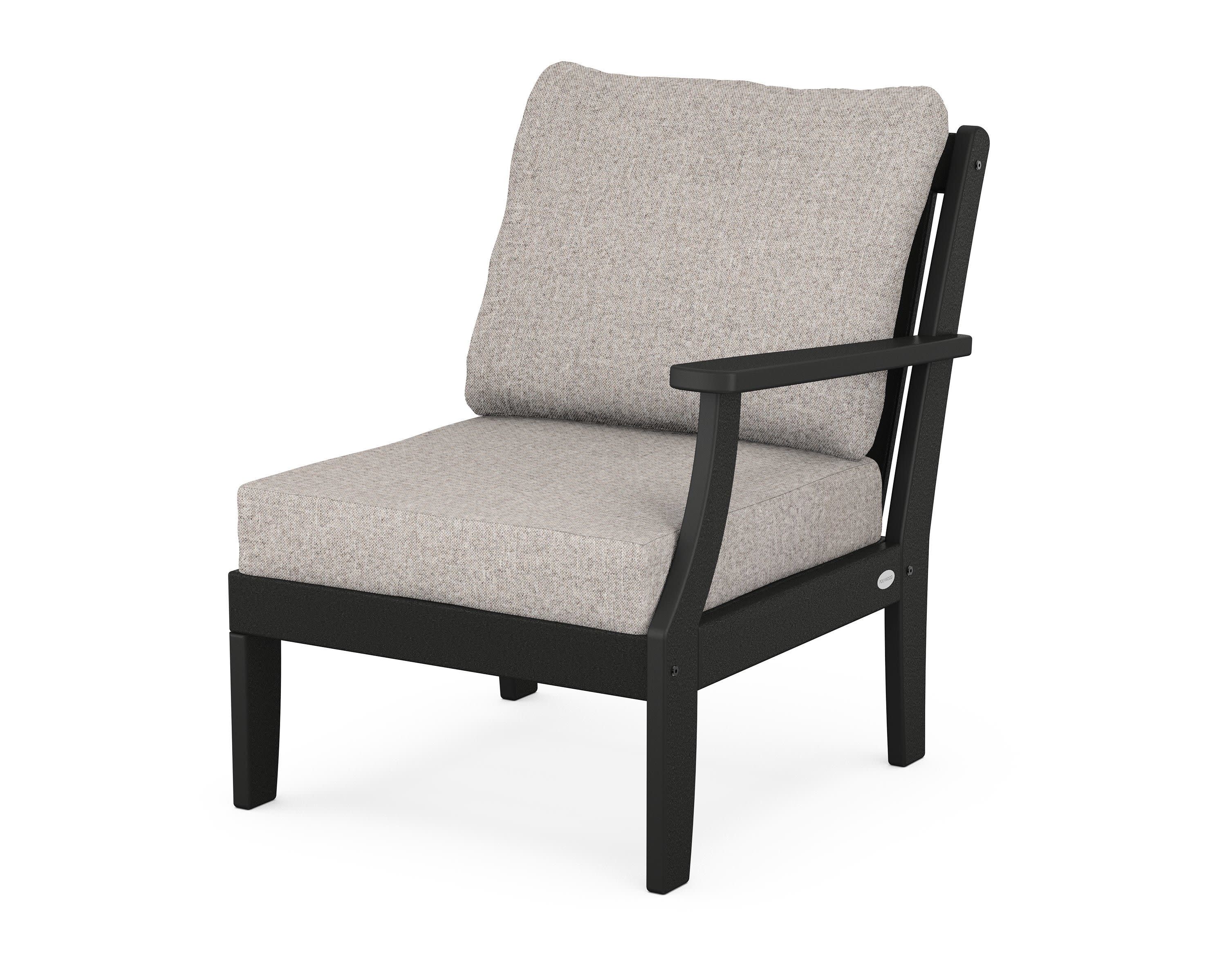 Braxton Modular Right Arm Chair in Black / Weathered Tweed