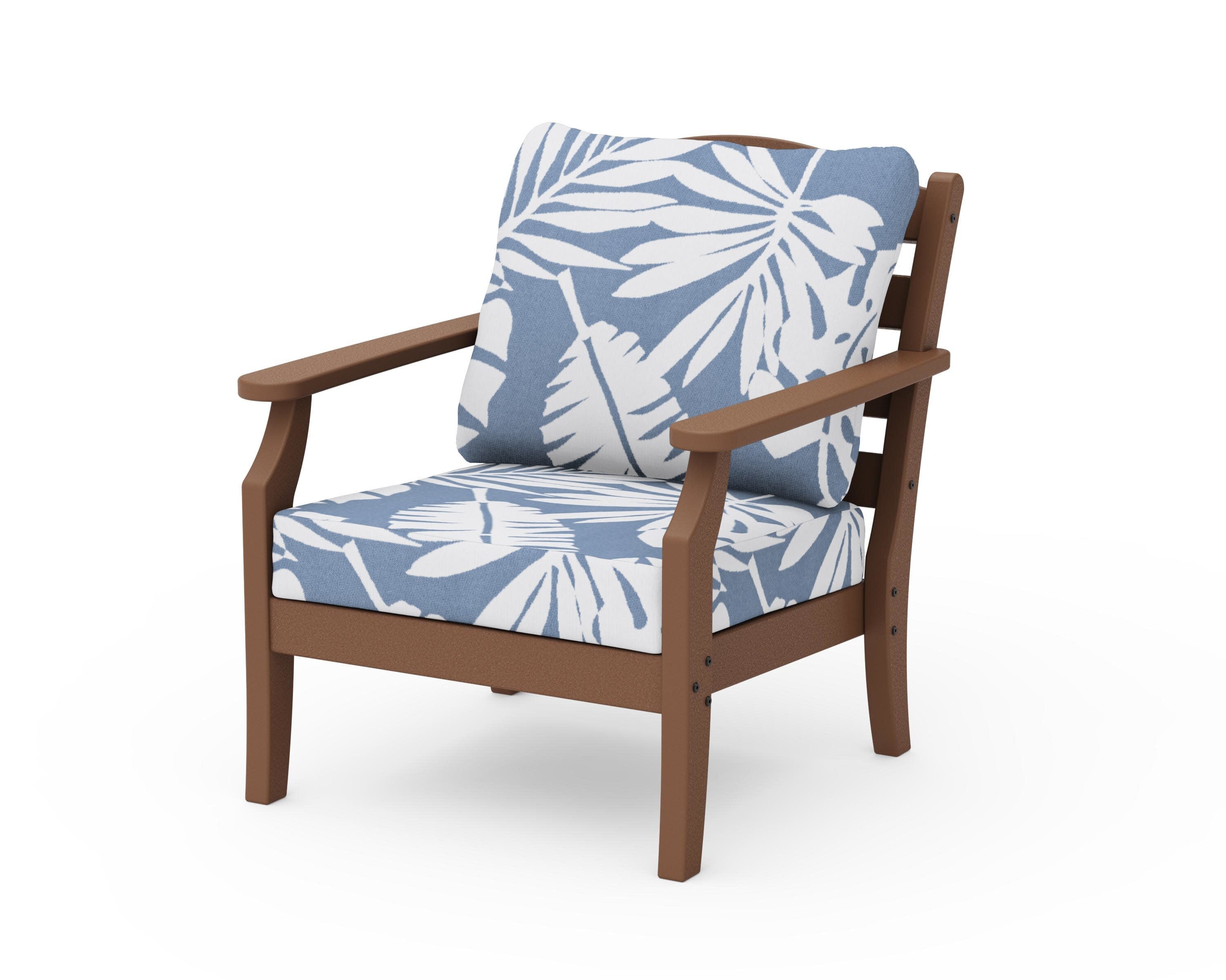 Savannah Deep Seating Chair in Teak / Leaf Sky Blue