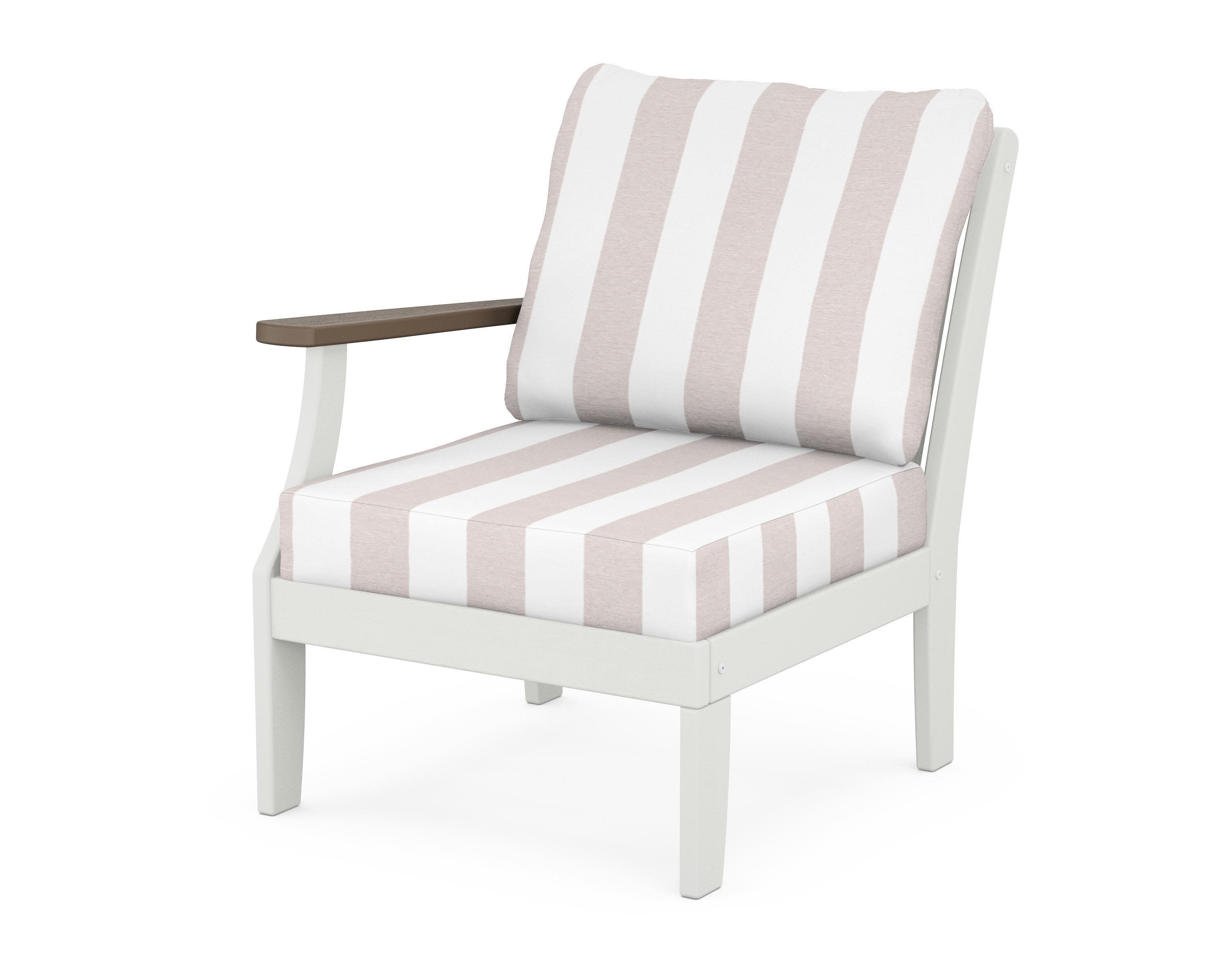 Braxton Modular Left Arm Chair in White / Kona / Cabana Stripe Dune Burlap