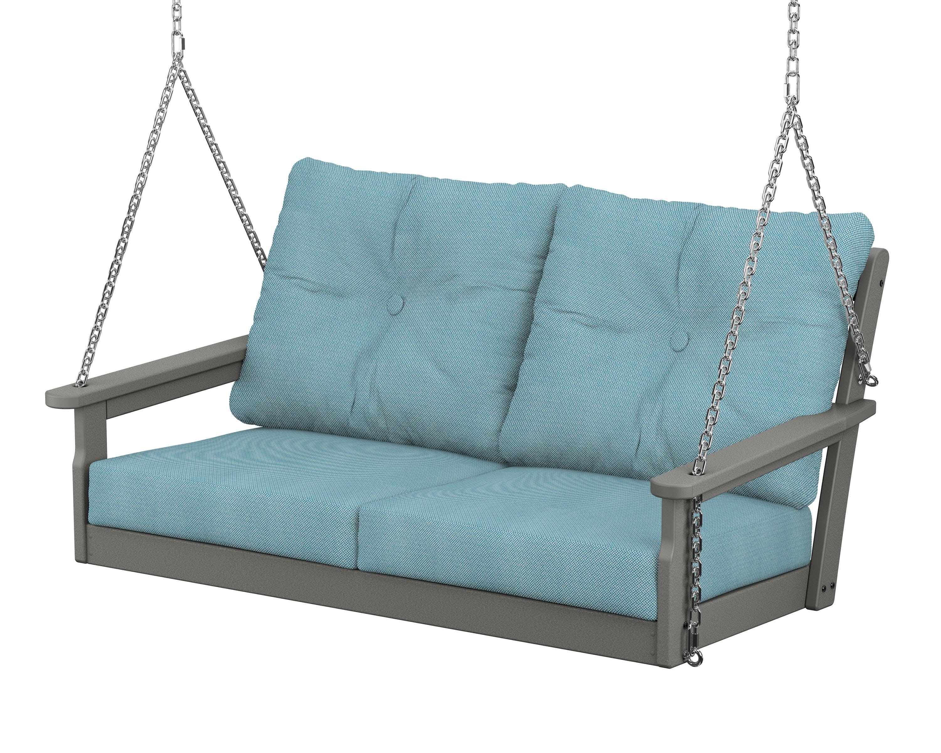 Vineyard Deep Seating Swing in Slate Grey / Lattice Sky Blue