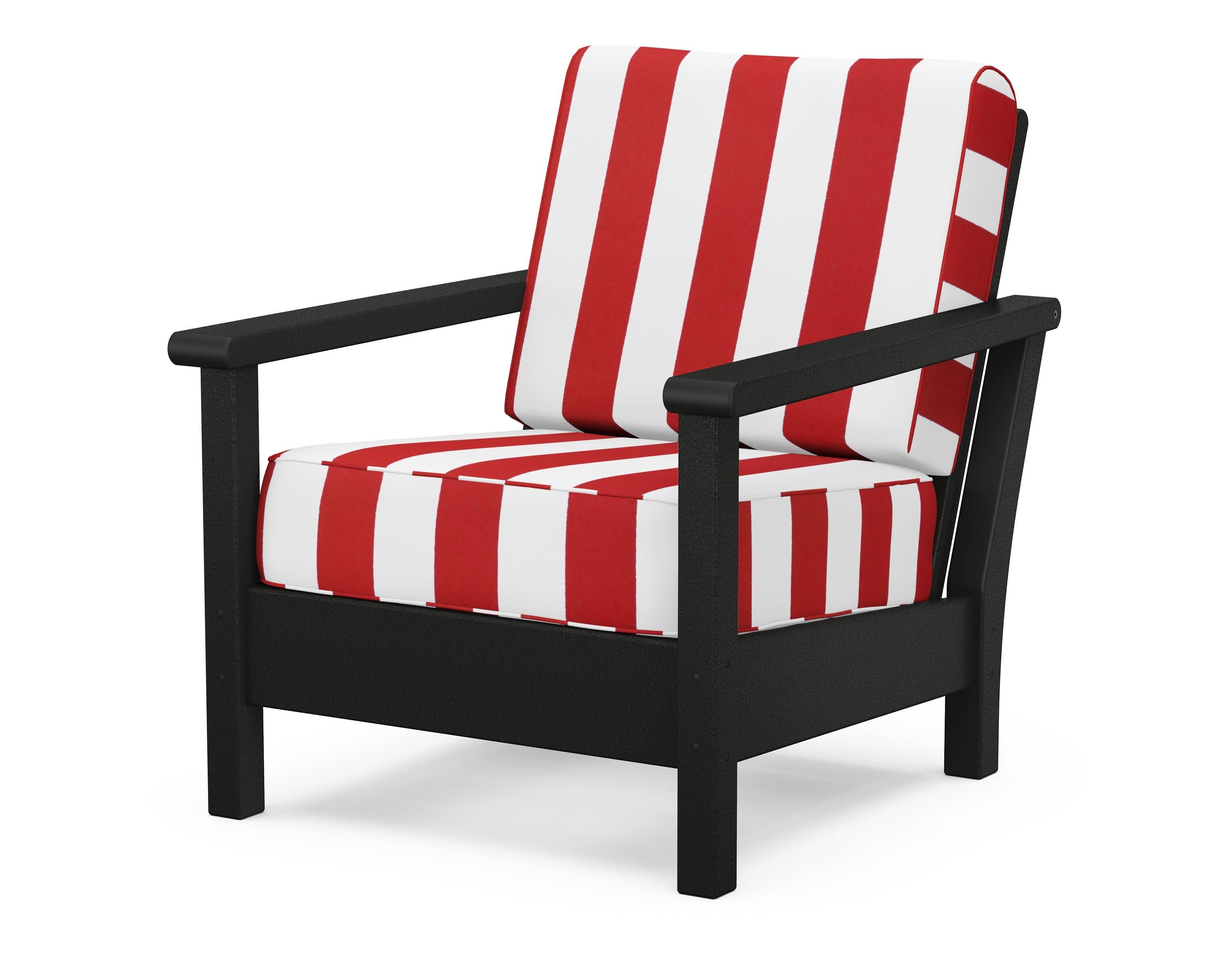 Harbour Deep Seating Chair in Black / Cabana Stripe Crimson