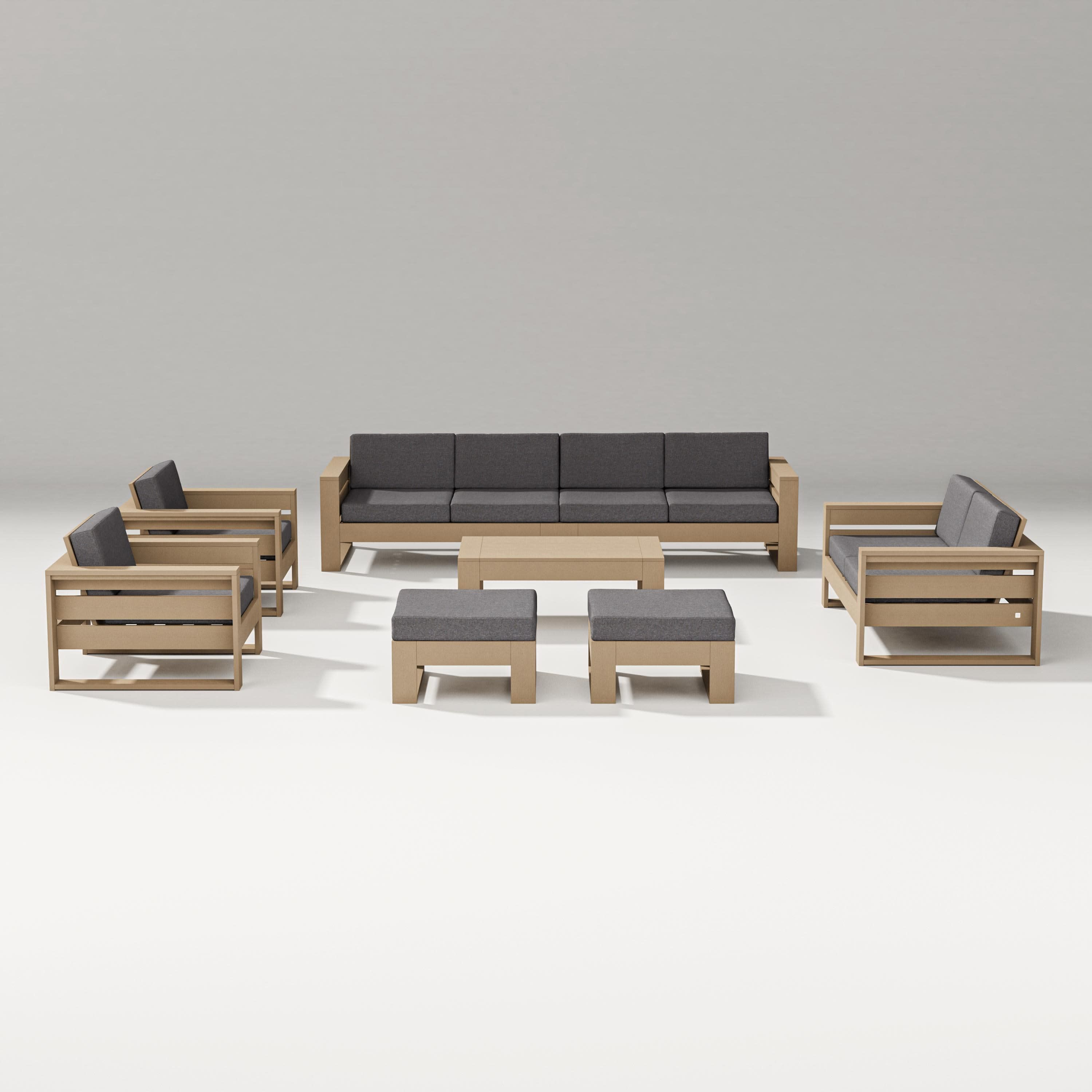 Latitude 8-Piece Lounge Sofa Set in Vintage Sahara / Ash Charcoal