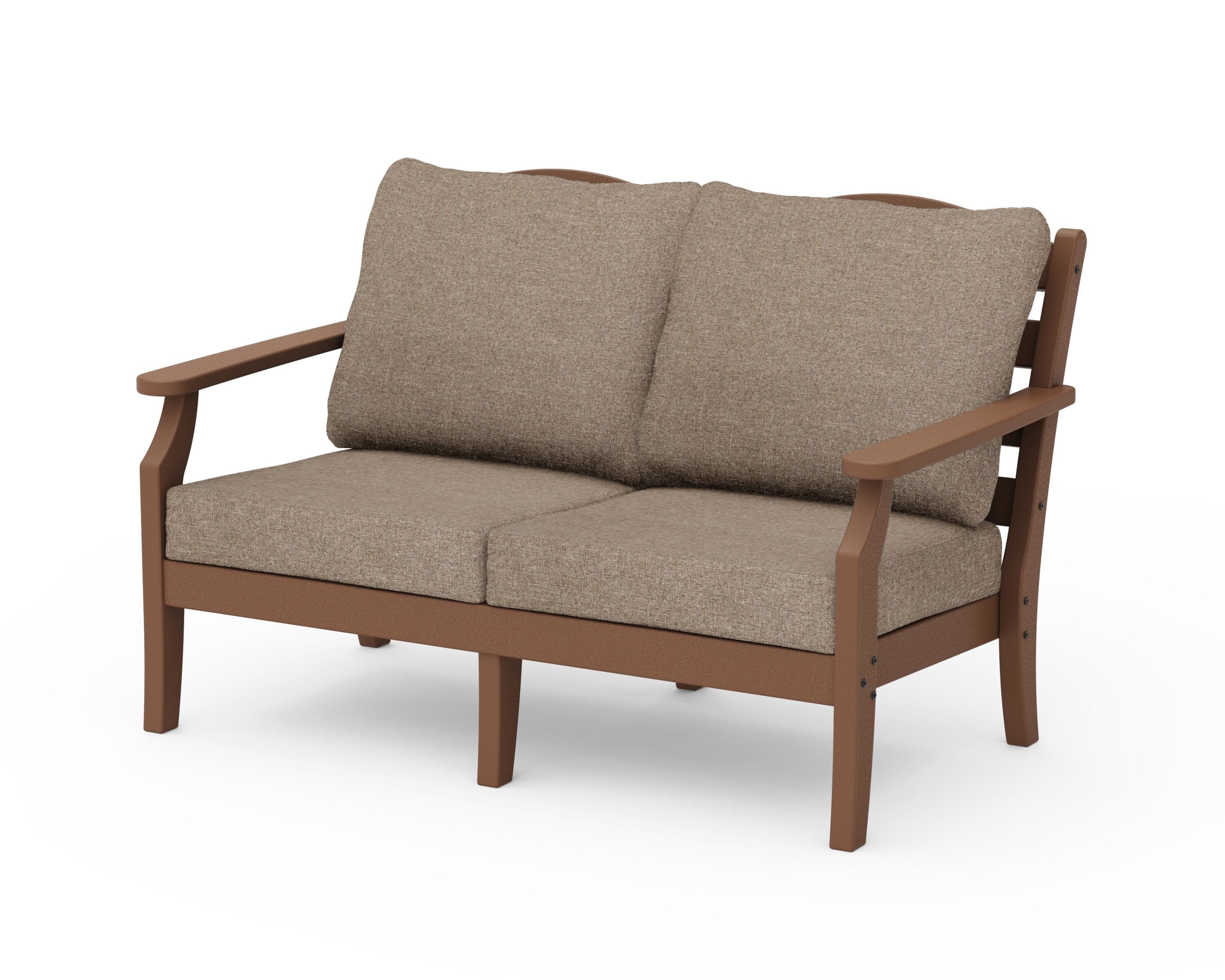 Savannah Deep Seating Loveseat in Teak / Spiced Burlap