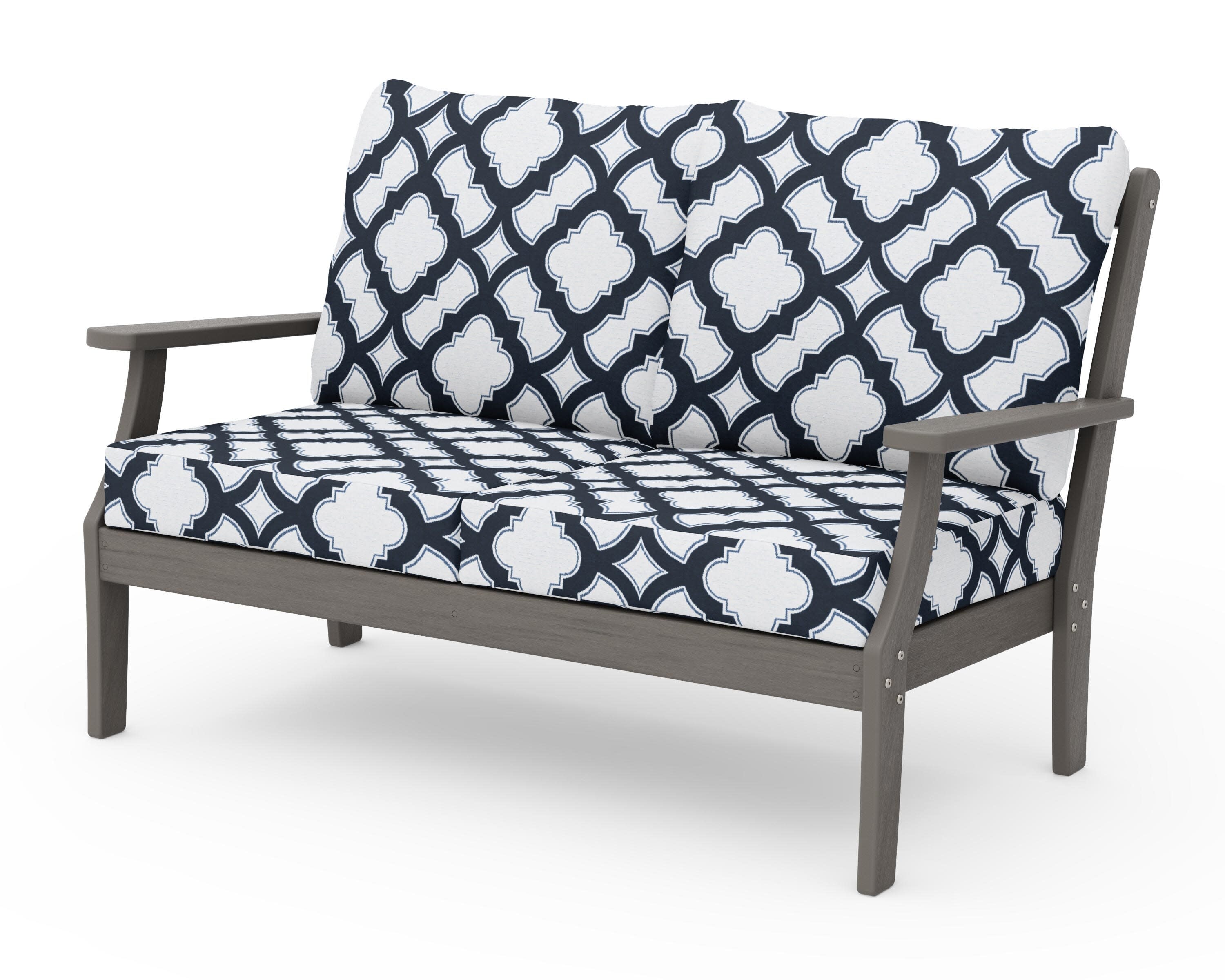 Braxton Deep Seating Loveseat in Driftwood / Trellis Marine Indigo