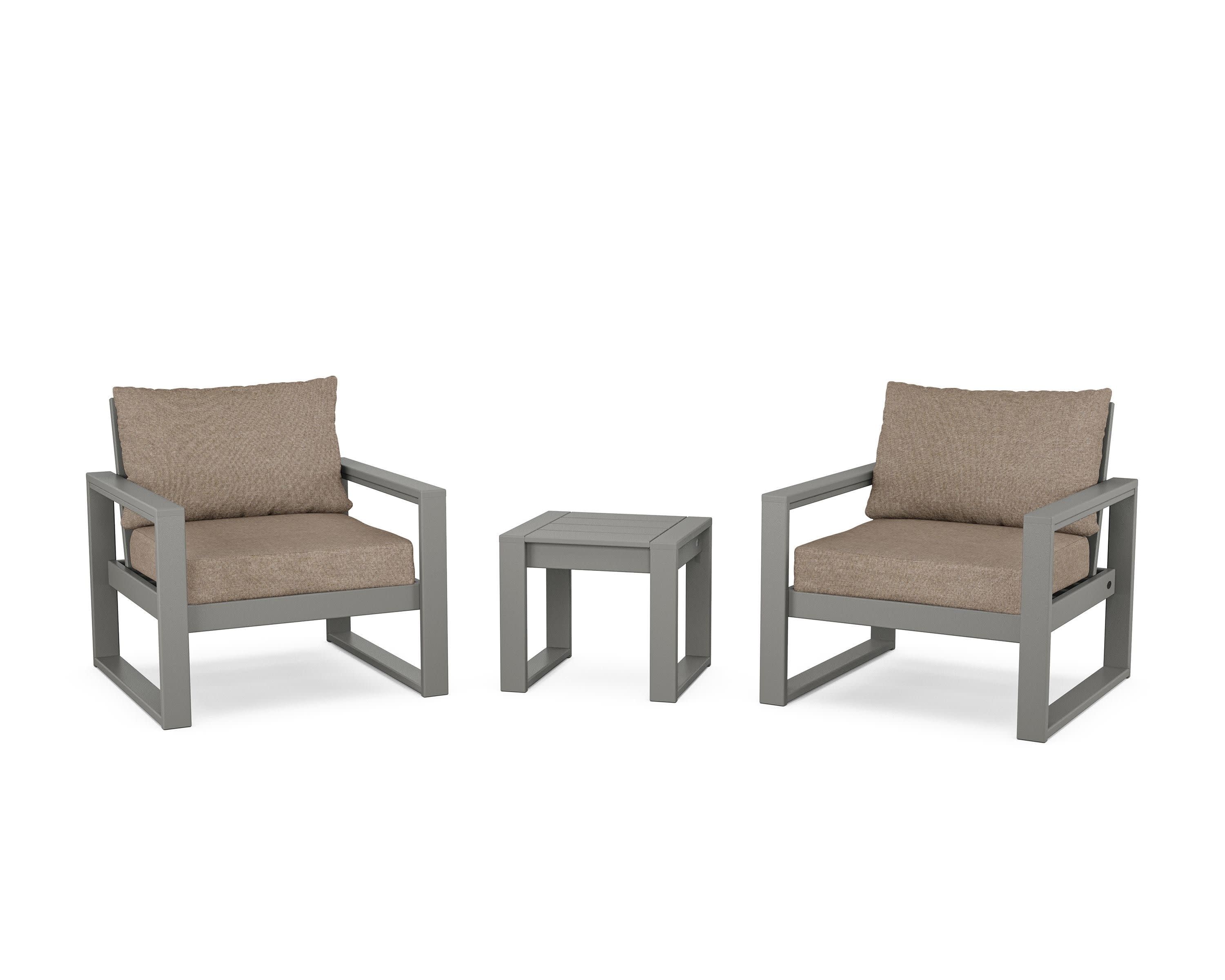 EDGE Sectional 3-Piece Deep Seating Set in Slate Grey / Spiced Burlap