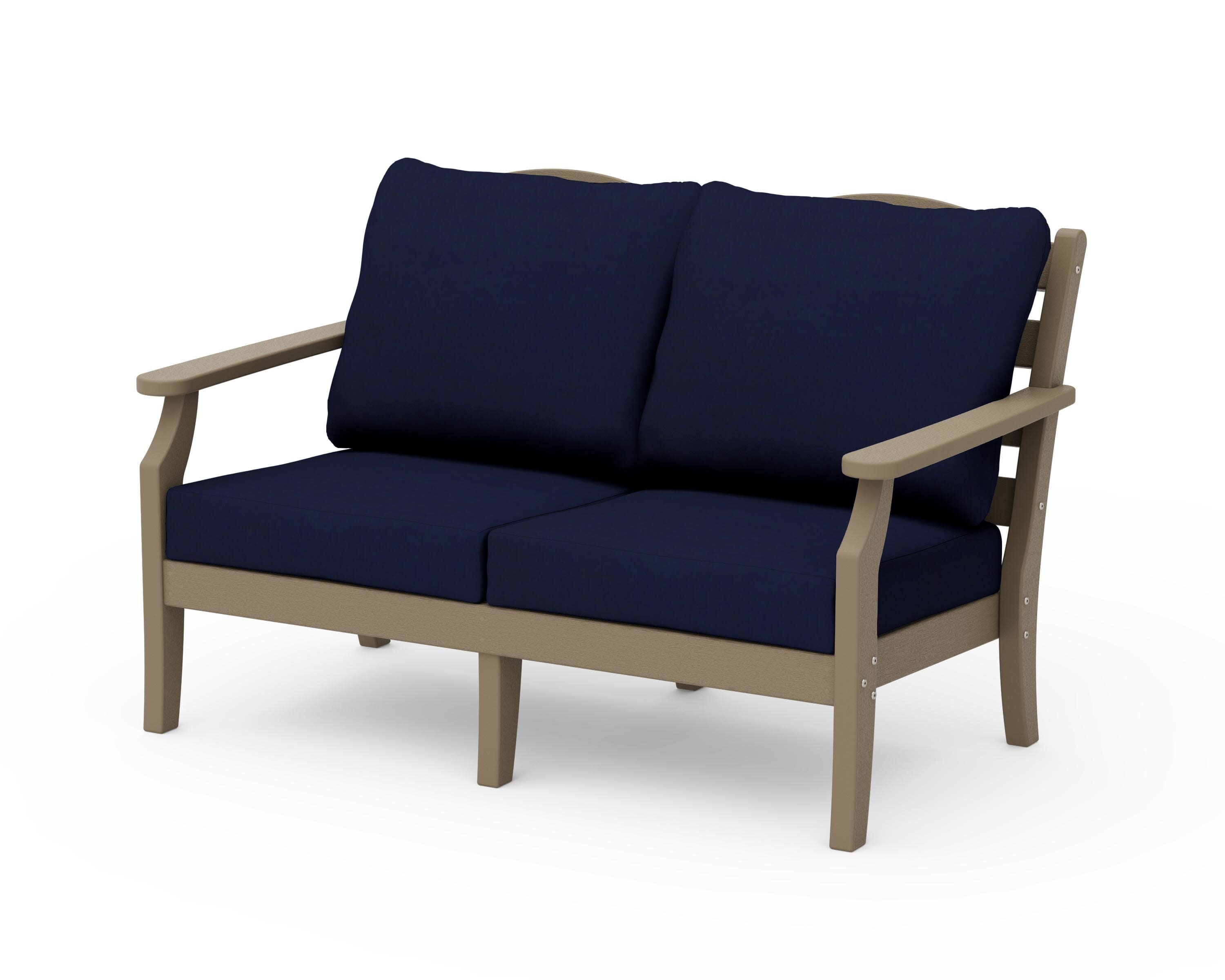 Savannah Deep Seating Loveseat in Vintage Sahara / Navy