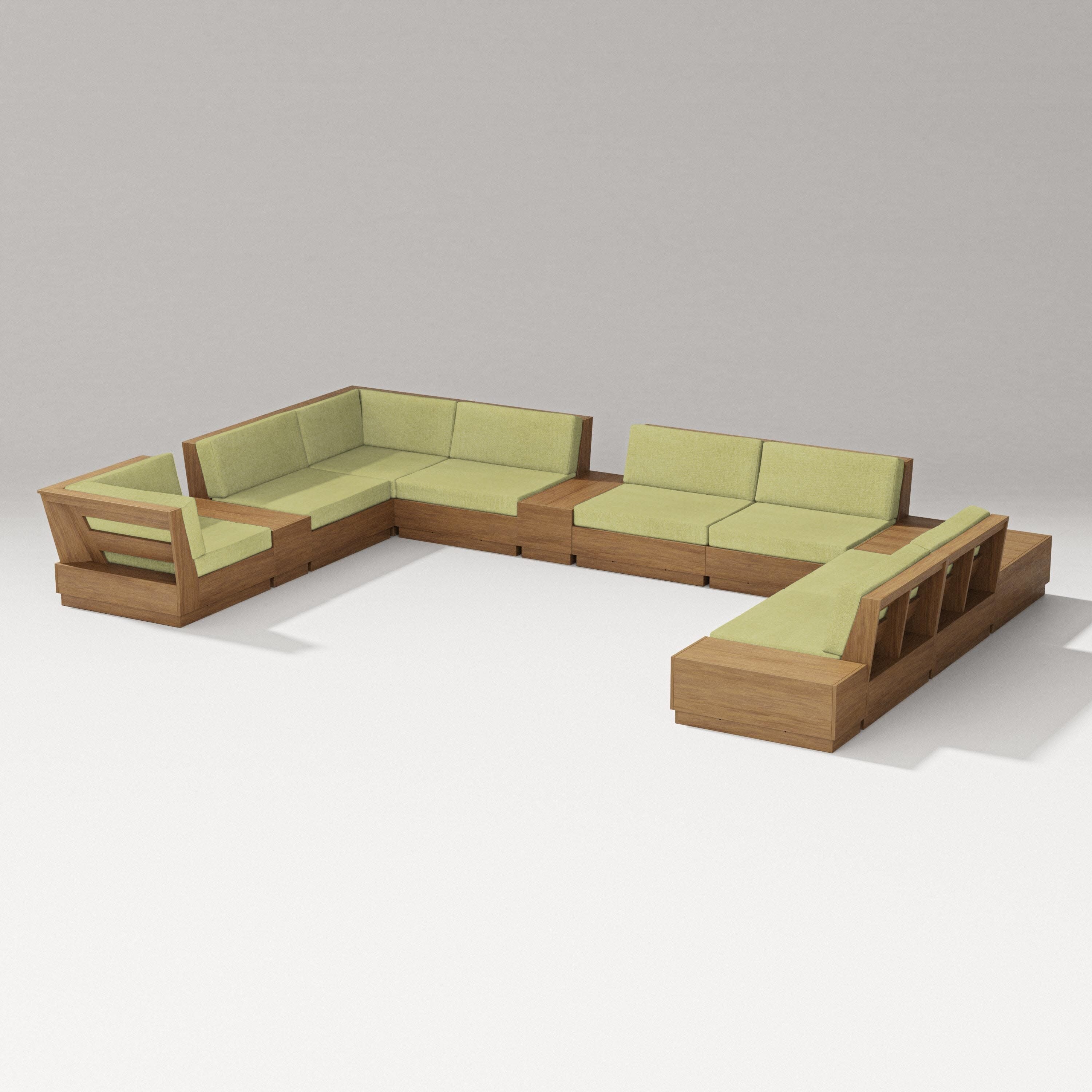 Elevate 12-Piece Conversation Sectional Set in Natural / Chartreuse Boucle